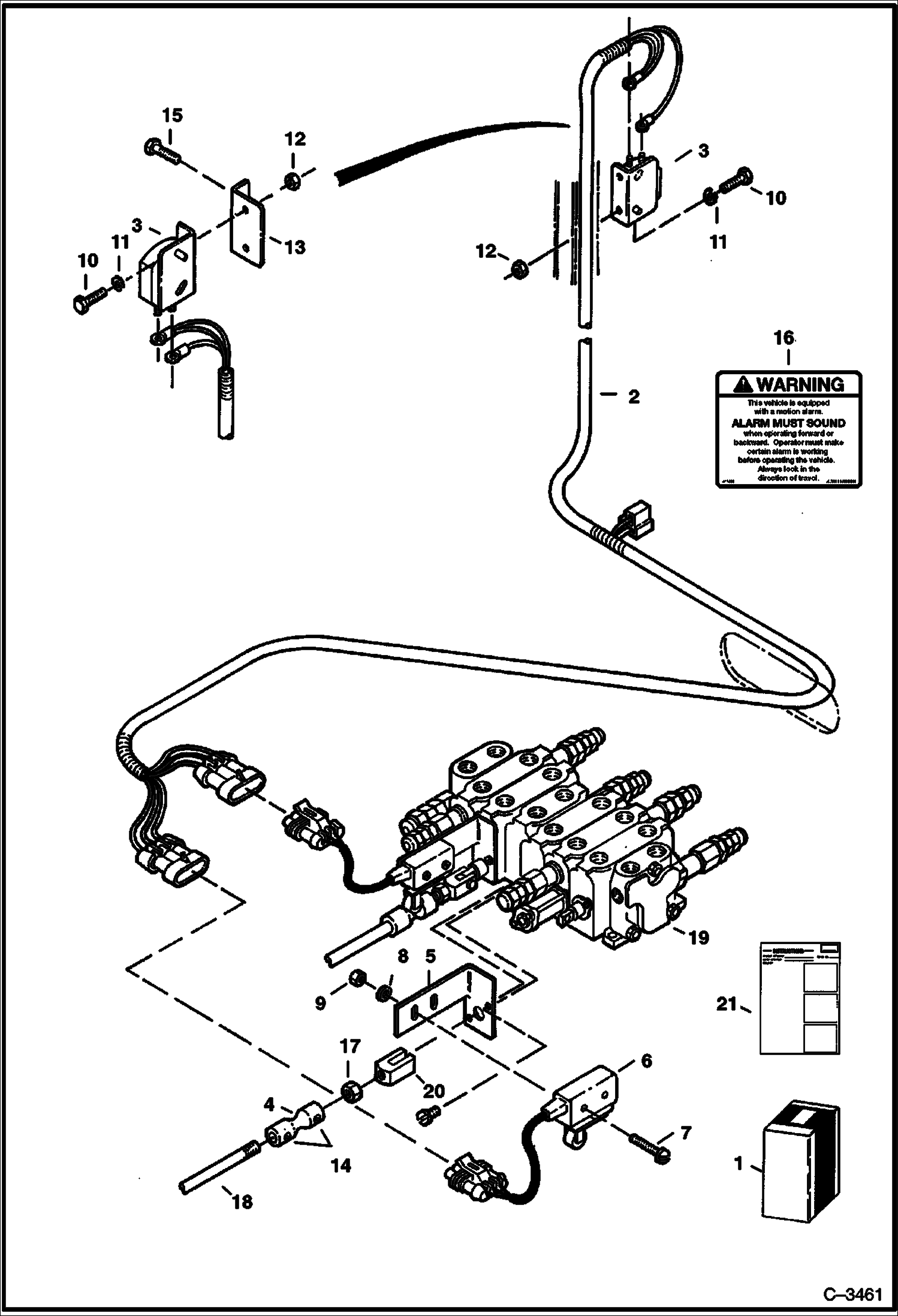 Схема запчастей Bobcat 331 - MOTION ALARM KIT (S/N 512913001 & Above, 516711001 & Above and 517711001 & Above) ACCESSORIES & OPTIONS
