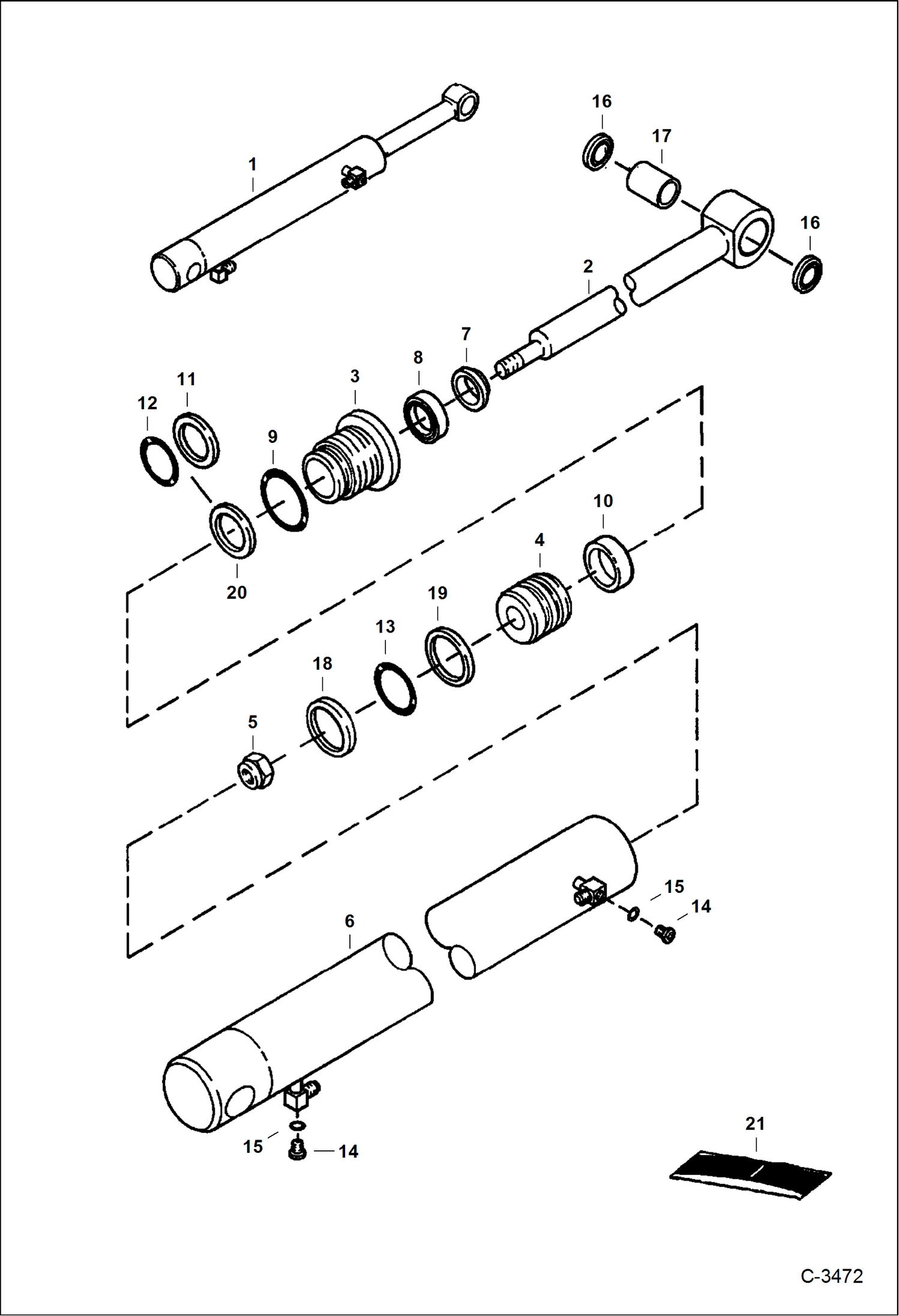 Схема запчастей Bobcat 337 - SWING CYLINDER HYDRAULIC SYSTEM