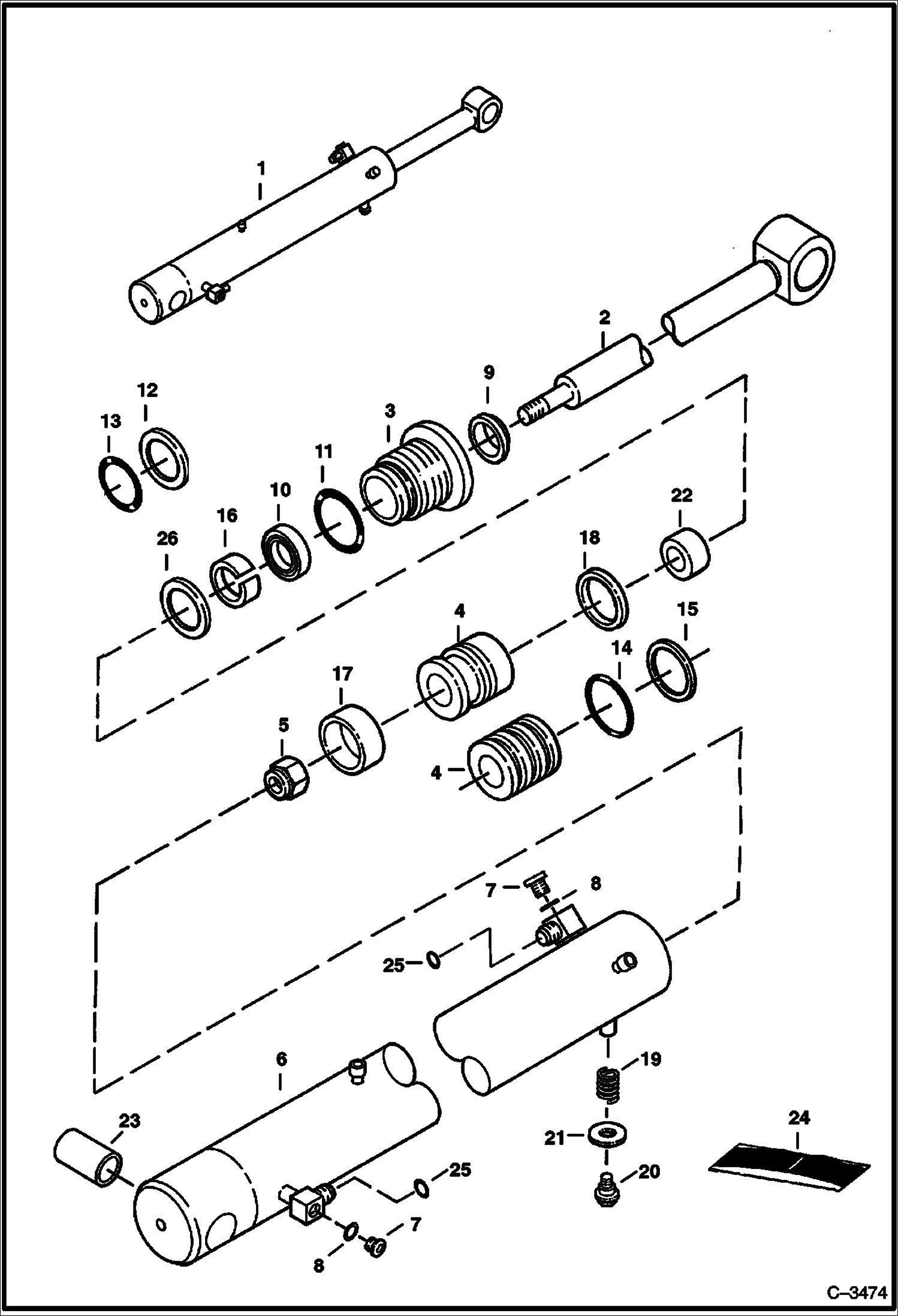 Схема запчастей Bobcat 337 - BOOM CYLINDER (S/N 515411001 - 515411627) HYDRAULIC SYSTEM