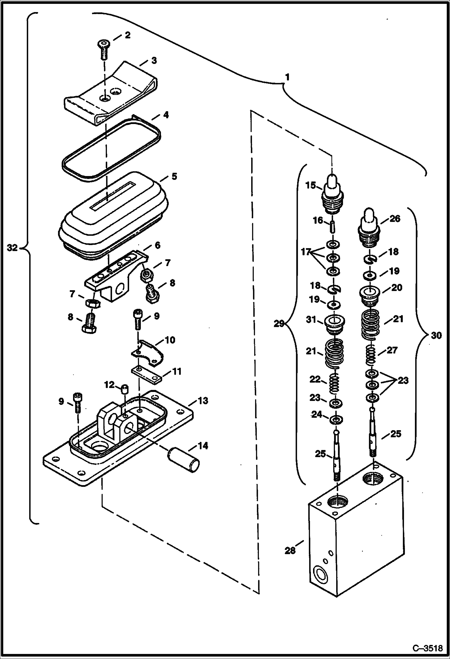 Схема запчастей Bobcat 337 - AUXILIARY VALVE (W/Detent) HYDRAULIC SYSTEM