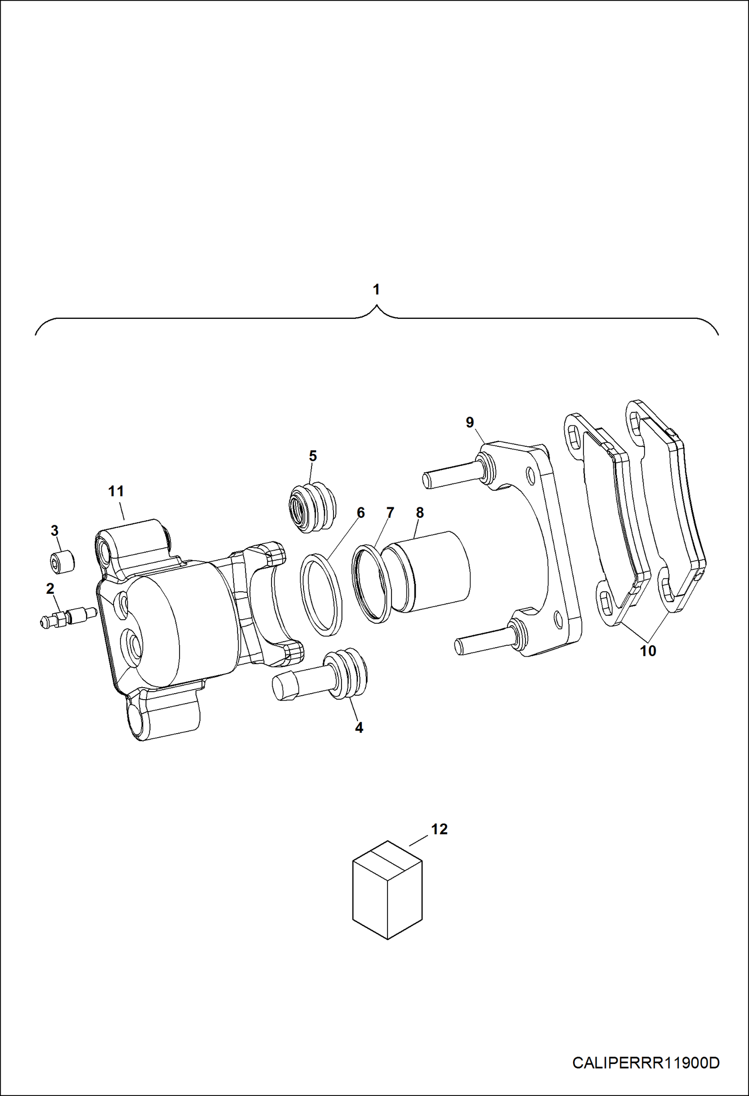 Схема запчастей Bobcat 3400 - BRAKES, REAR CALIPER STEERING & SUSPENSION