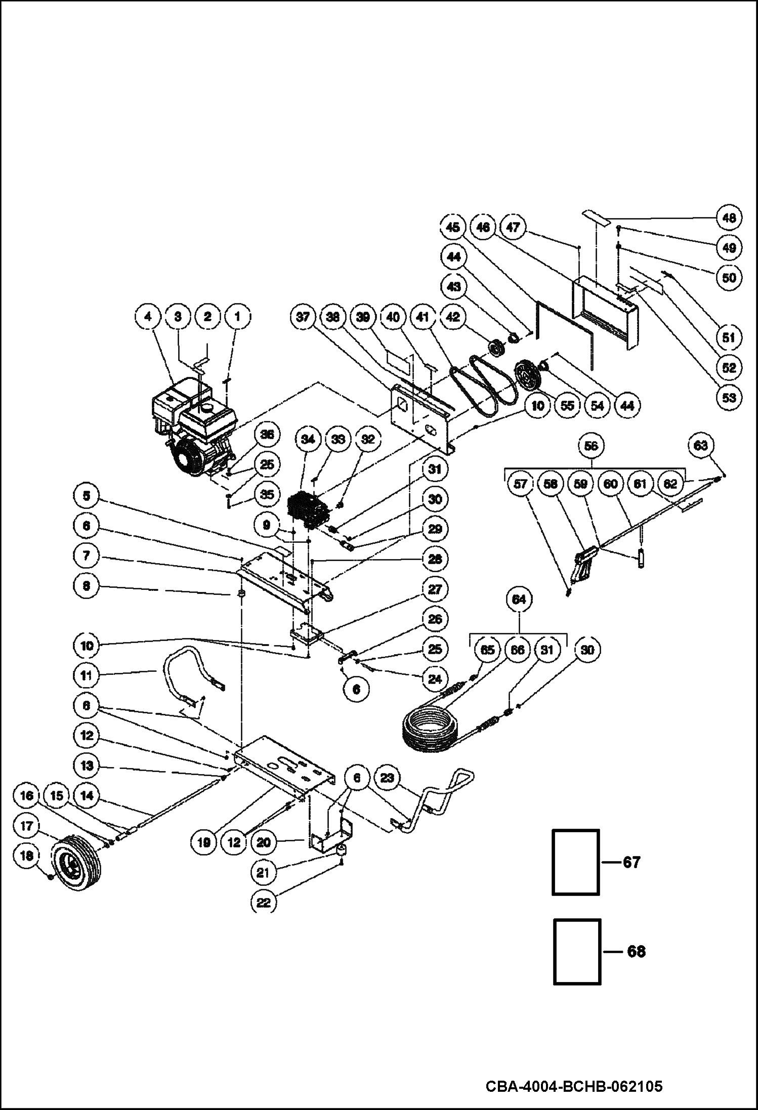 Схема запчастей Bobcat PRESSURE WASHER - FRAME ASSEMBLY FRAME