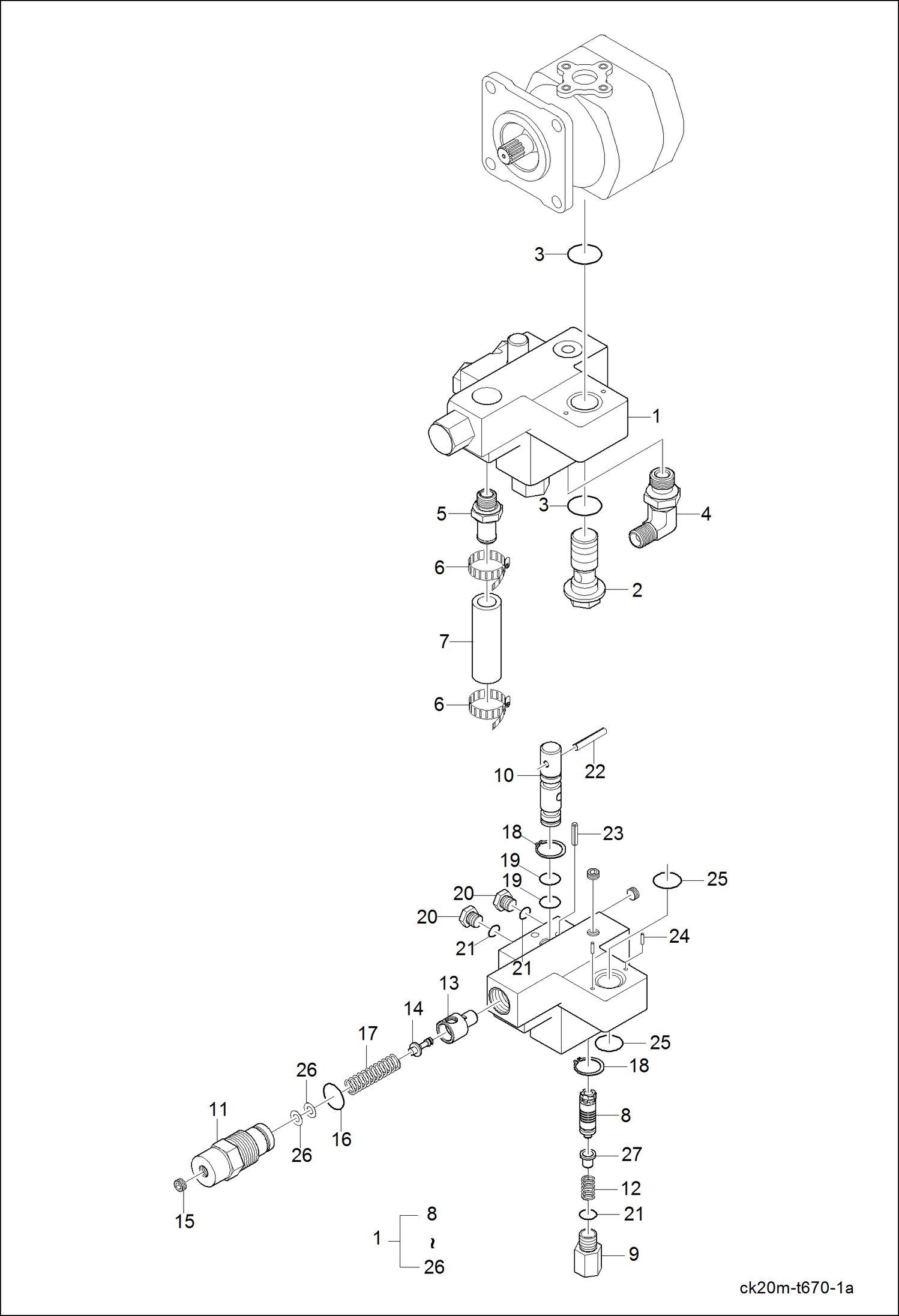 Схема запчастей Bobcat CT120 - FLOW CONTROL VALVE GROUP HYDRAULIC SYSTEM