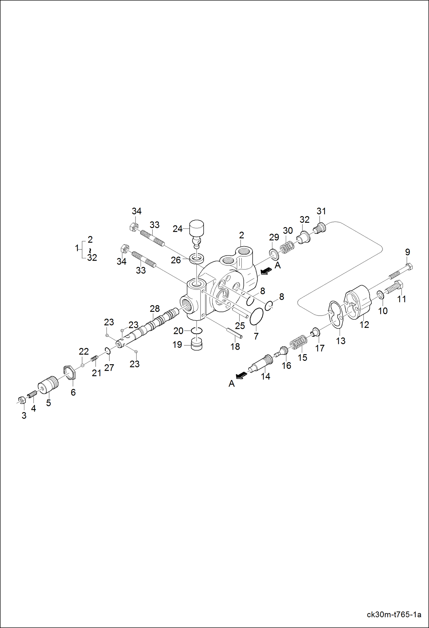 Схема запчастей Bobcat CT225 - CONTROL VALVE (Rear Auxiliary) ACCESSORIES & OPTIONS