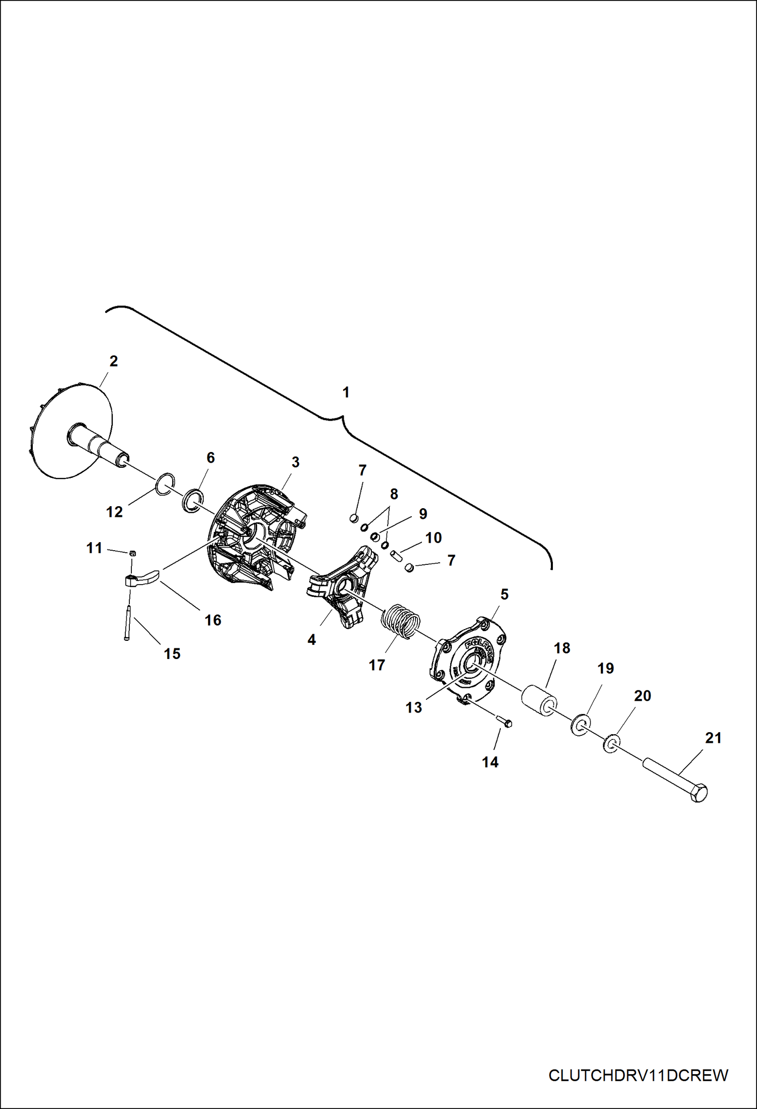 Схема запчастей Bobcat 3400 - DRIVE TRAIN, PRIMARY CLUTCH (S/N AJNU11001 - 19999) DRIVE TRAIN
