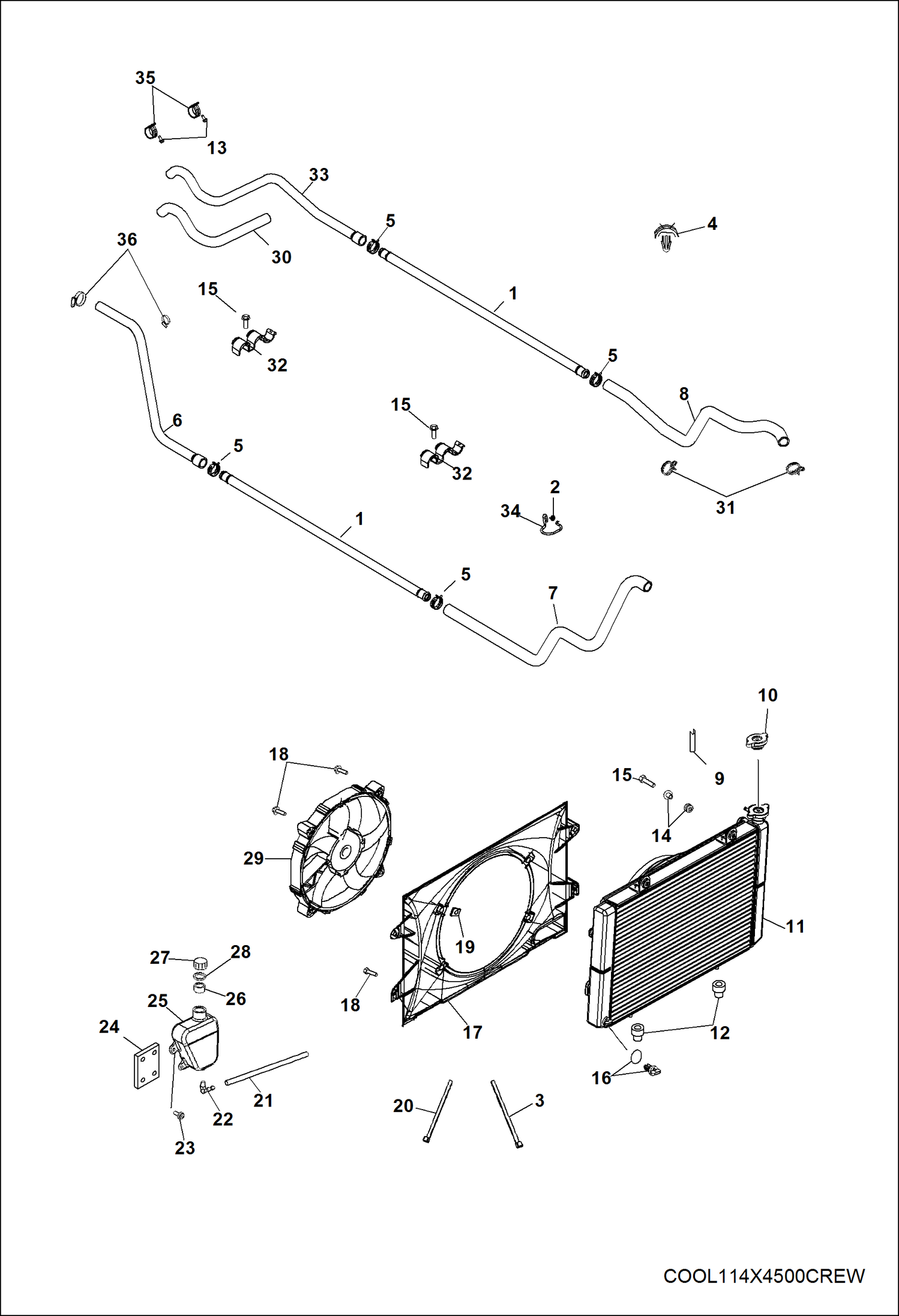 Схема запчастей Bobcat 3400XL - ENGINE, COOLING SYSTEM POWER UNIT
