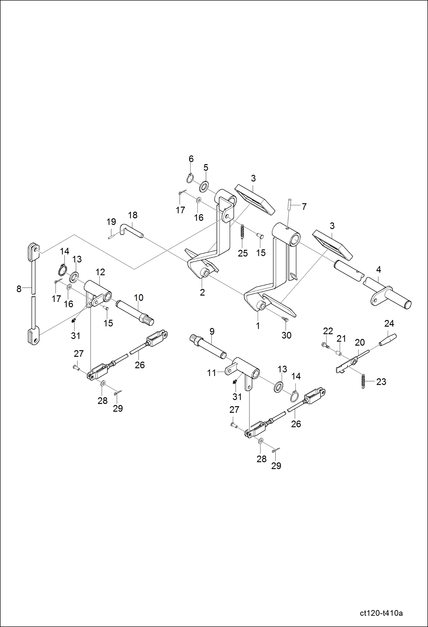 Схема запчастей Bobcat CT120 - BRAKE PEDAL GROUP MAIN FRAME