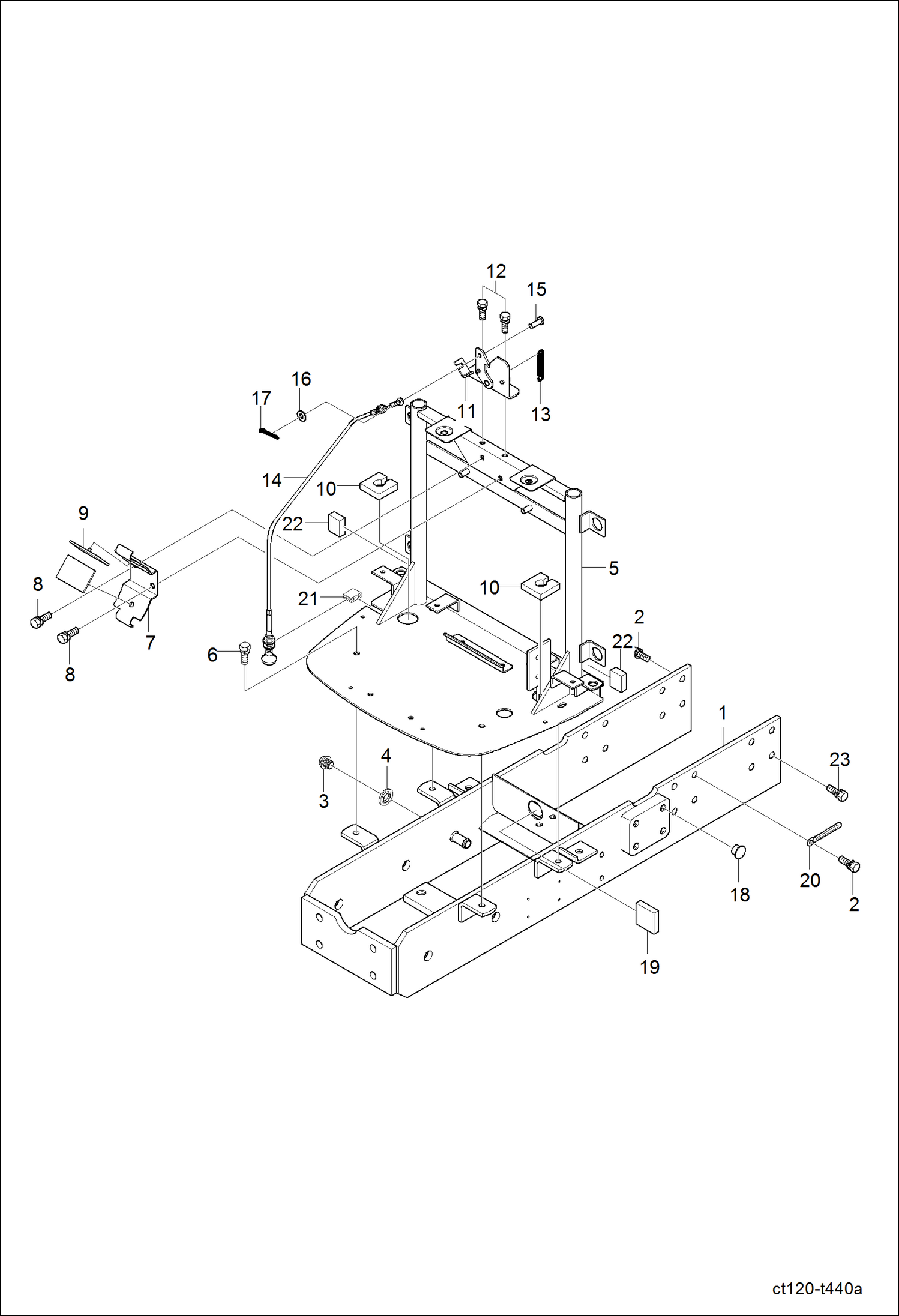 Схема запчастей Bobcat CT120 - FRONT AXLE FRAME GROUP MAIN FRAME