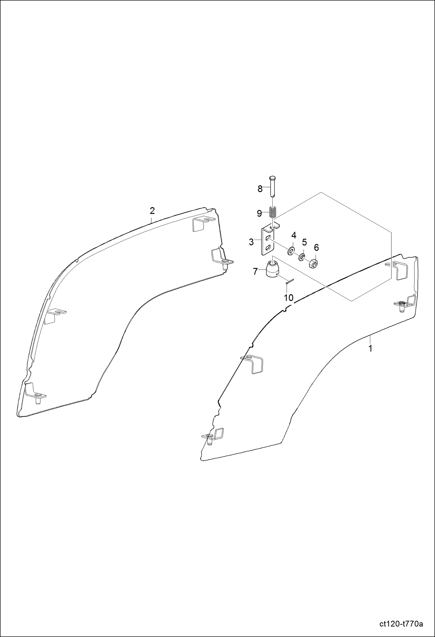 Схема запчастей Bobcat CT120 - HOOD (Sides) MAIN FRAME