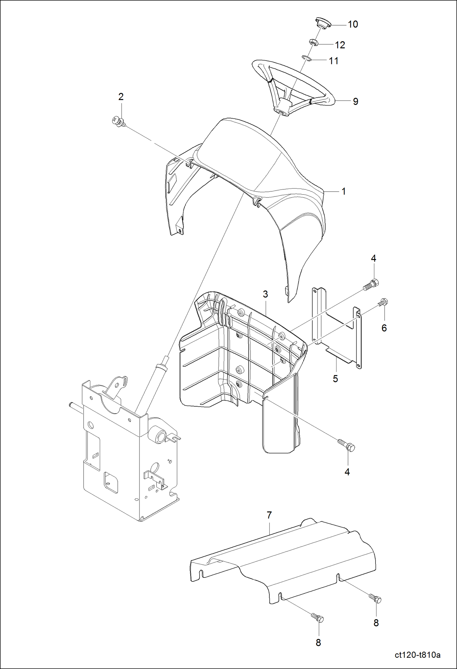 Схема запчастей Bobcat CT120 - INSTRUMENT METER COVER GROUP MAIN FRAME