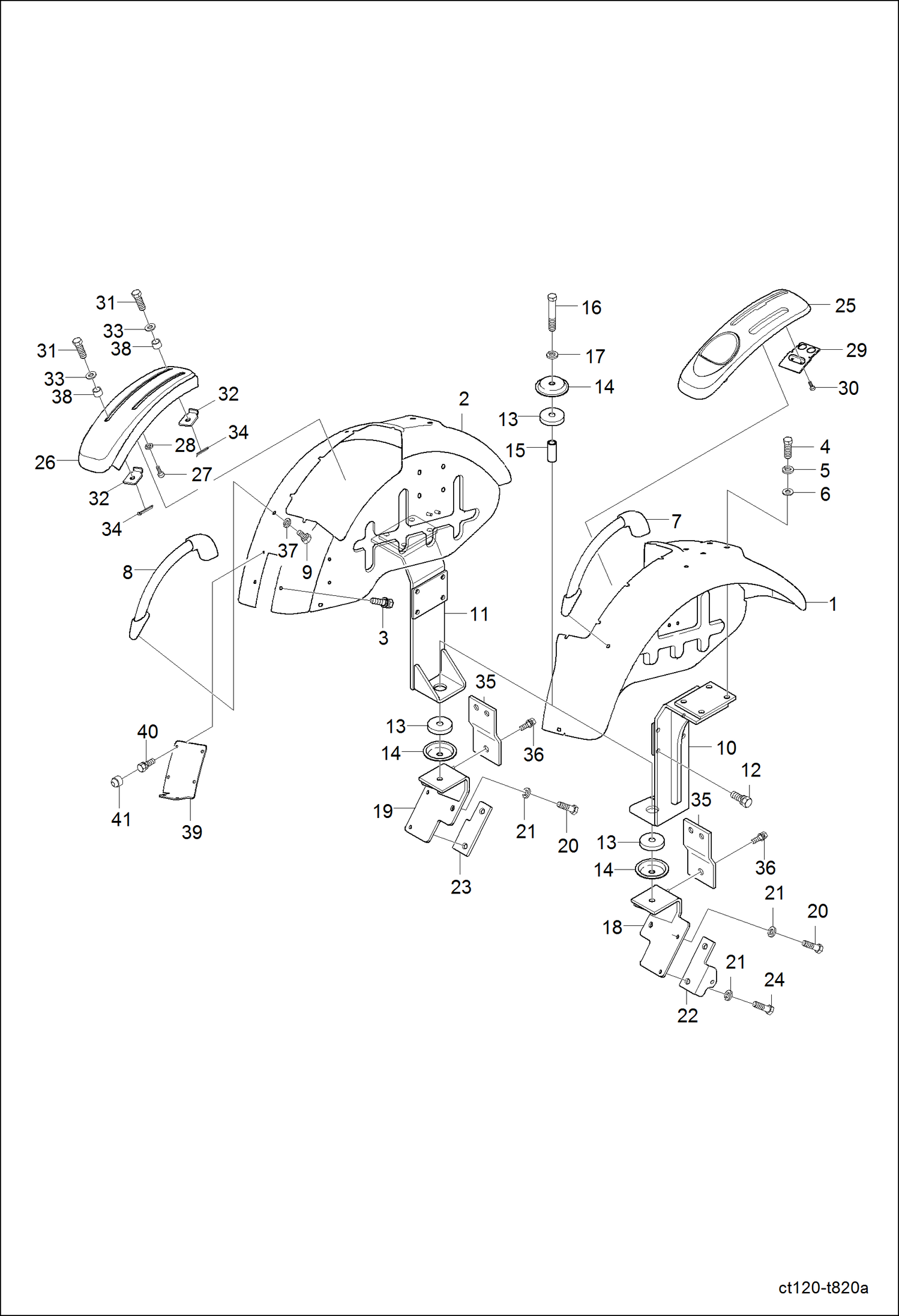 Схема запчастей Bobcat CT120 - FENDER GROUP MAIN FRAME