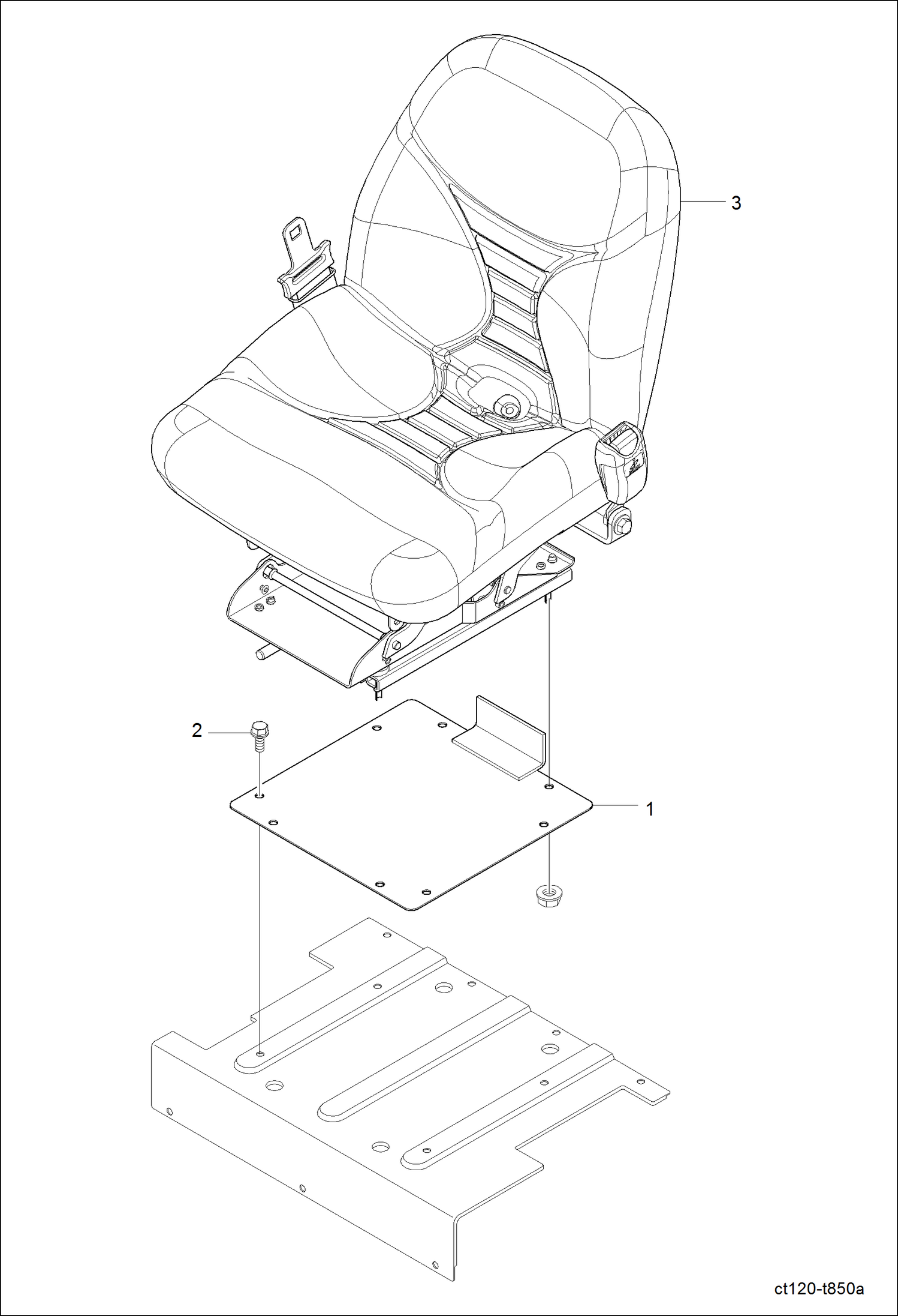 Схема запчастей Bobcat CT120 - SEAT GROUP (Michigan Seat) MAIN FRAME