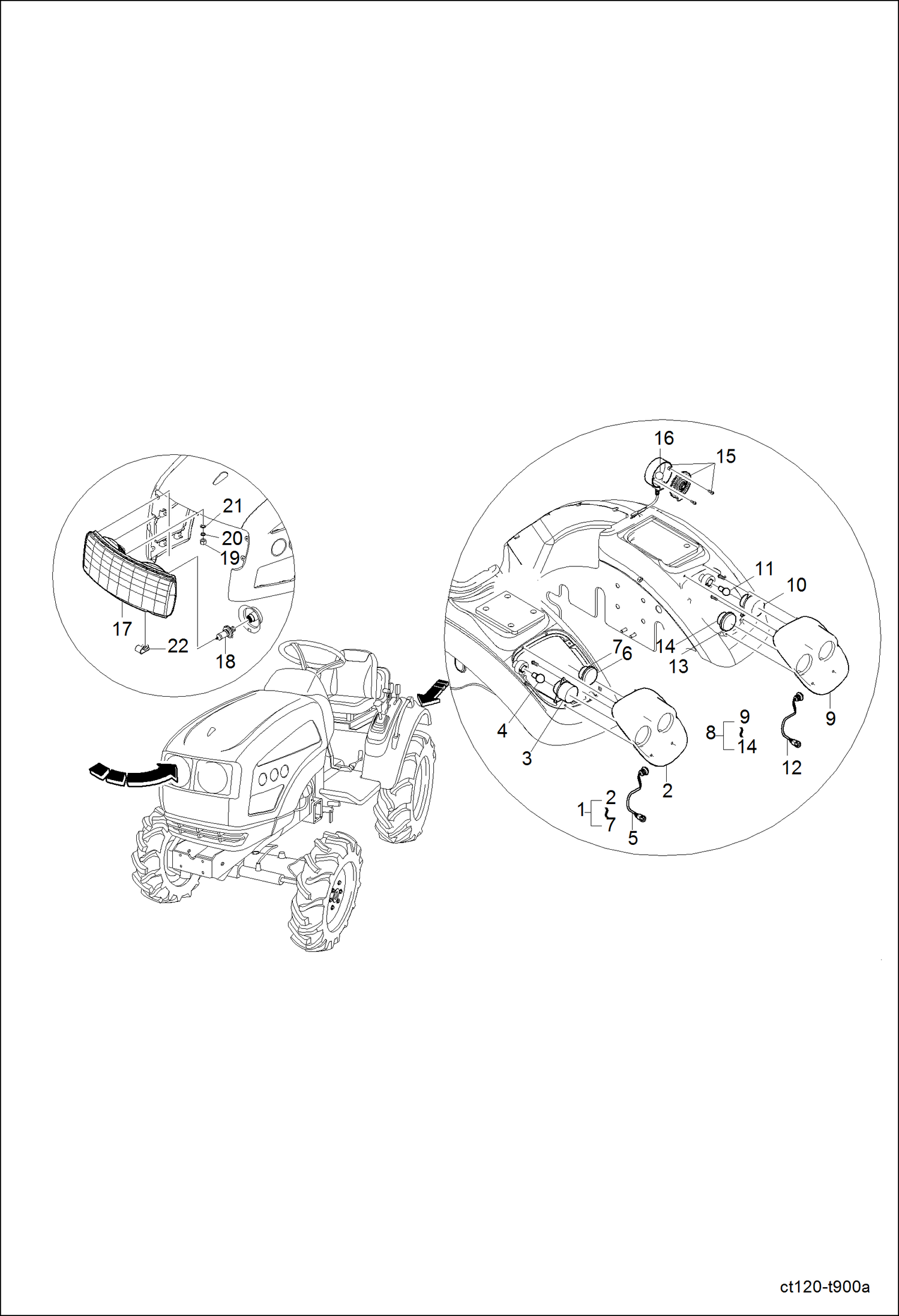 Схема запчастей Bobcat CT120 - LIGHT GROUP ELECTRICAL SYSTEM