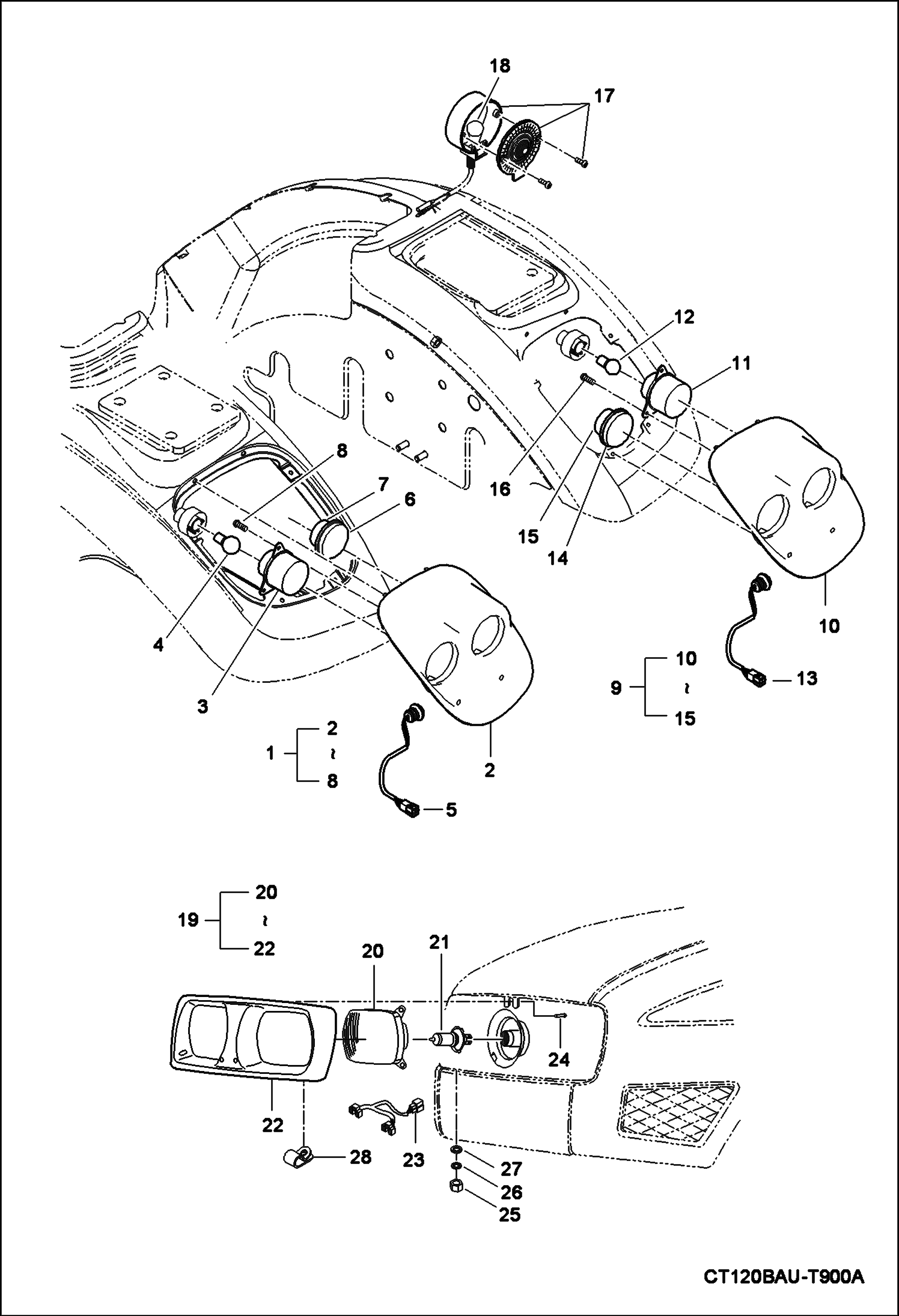 Схема запчастей Bobcat CT122 - AUSTRALIAN ACCESSORIES (Light Group) ACCESSORIES & OPTIONS