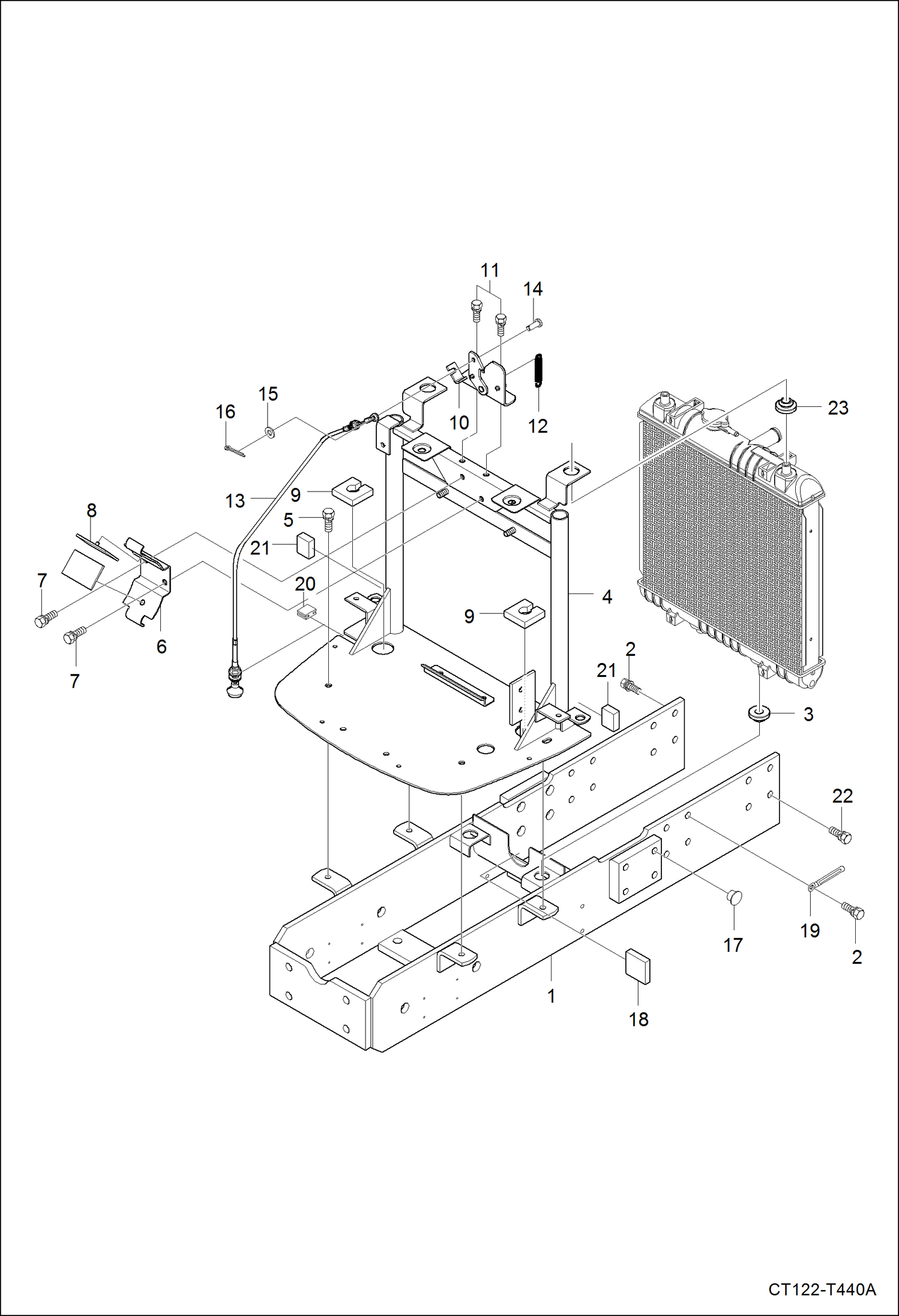 Схема запчастей Bobcat CT122 - FRONT AXLE FRAME GROUP MAIN FRAME