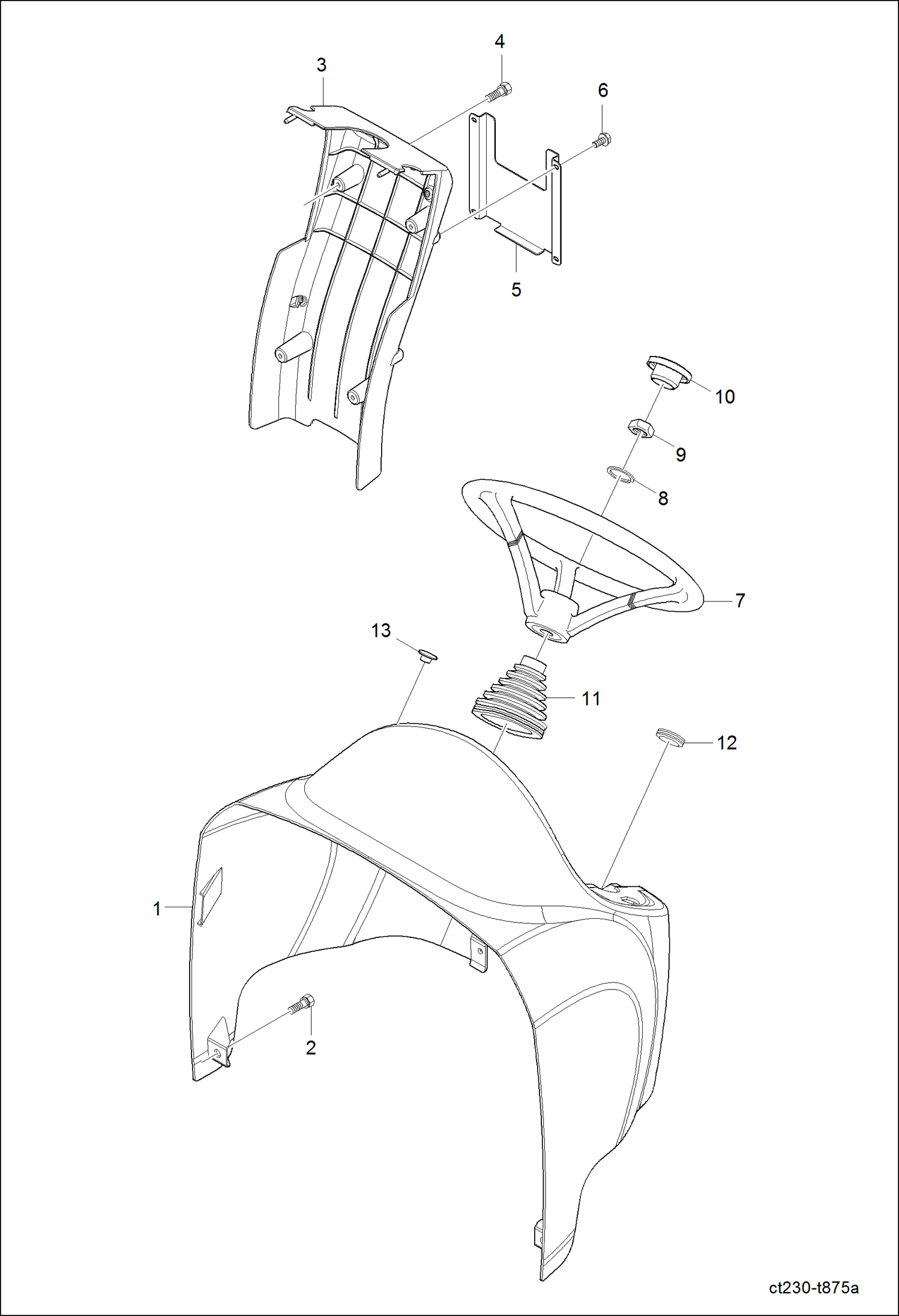 Схема запчастей Bobcat CT225 - INSTRUMENT METER COVER GROUP MAIN FRAME