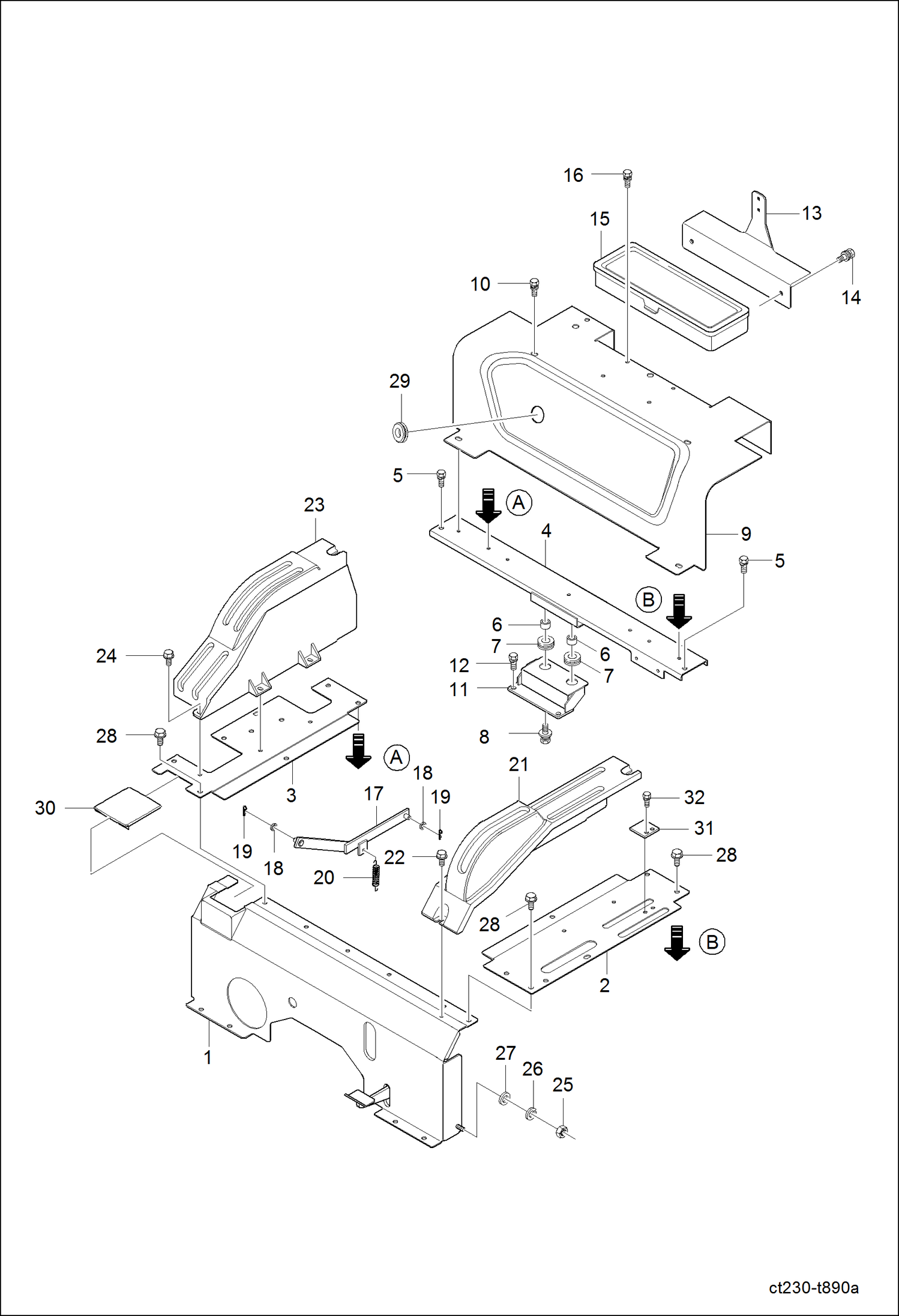 Схема запчастей Bobcat CT225 - SEAT FLOOR GROUP MAIN FRAME