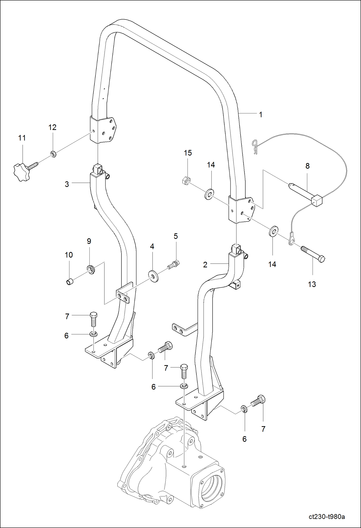 Схема запчастей Bobcat CT225 - ROPS GROUP MAIN FRAME