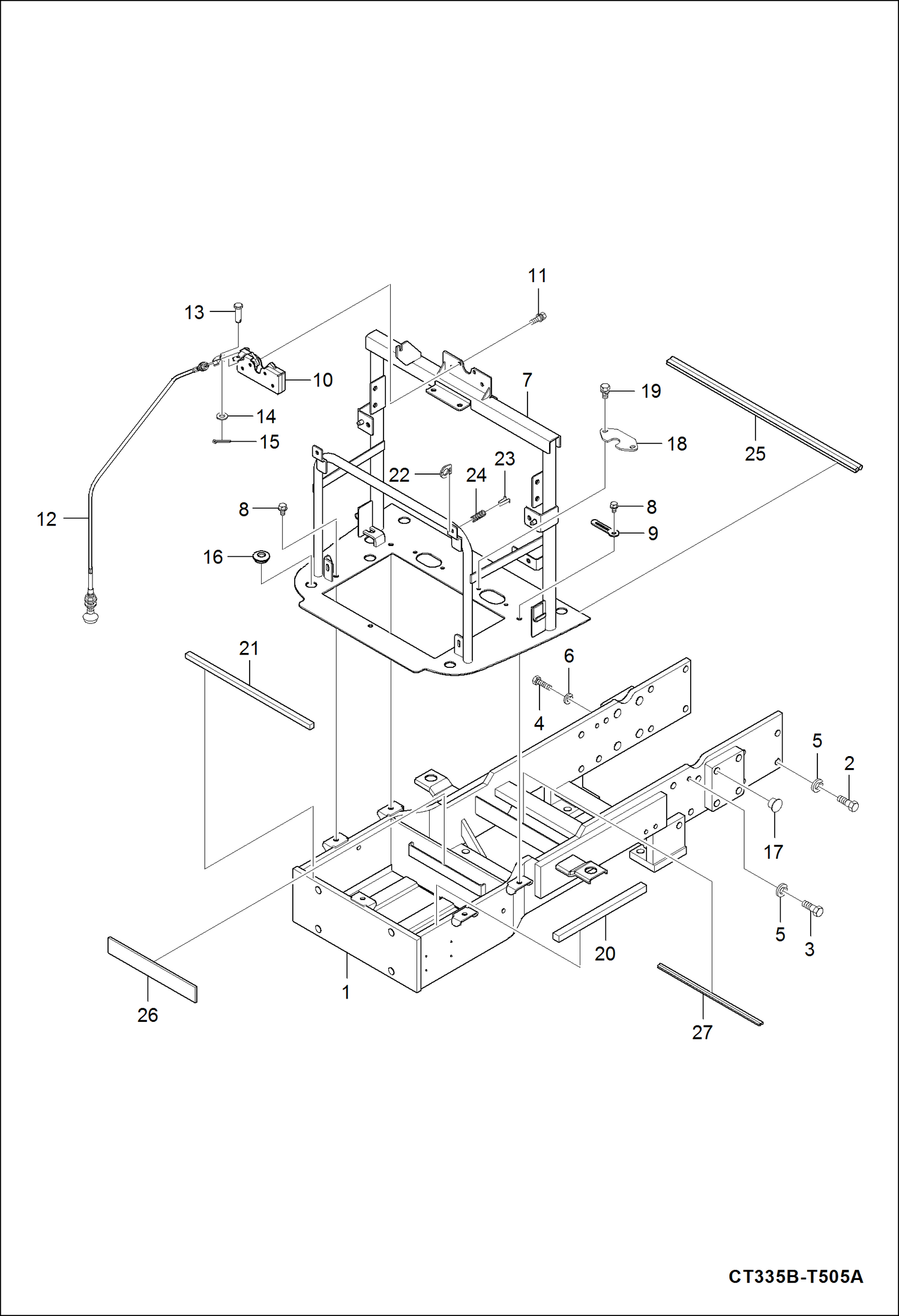 Схема запчастей Bobcat CT335 - FRONT AXLE FRAME GROUP MAIN FRAME