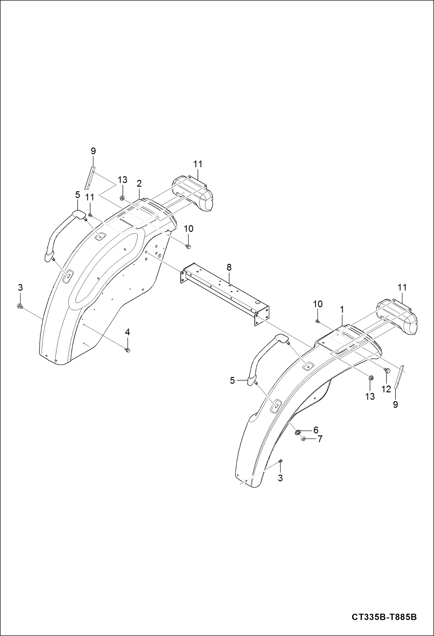 Схема запчастей Bobcat CT335 - FENDER GROUP MAIN FRAME