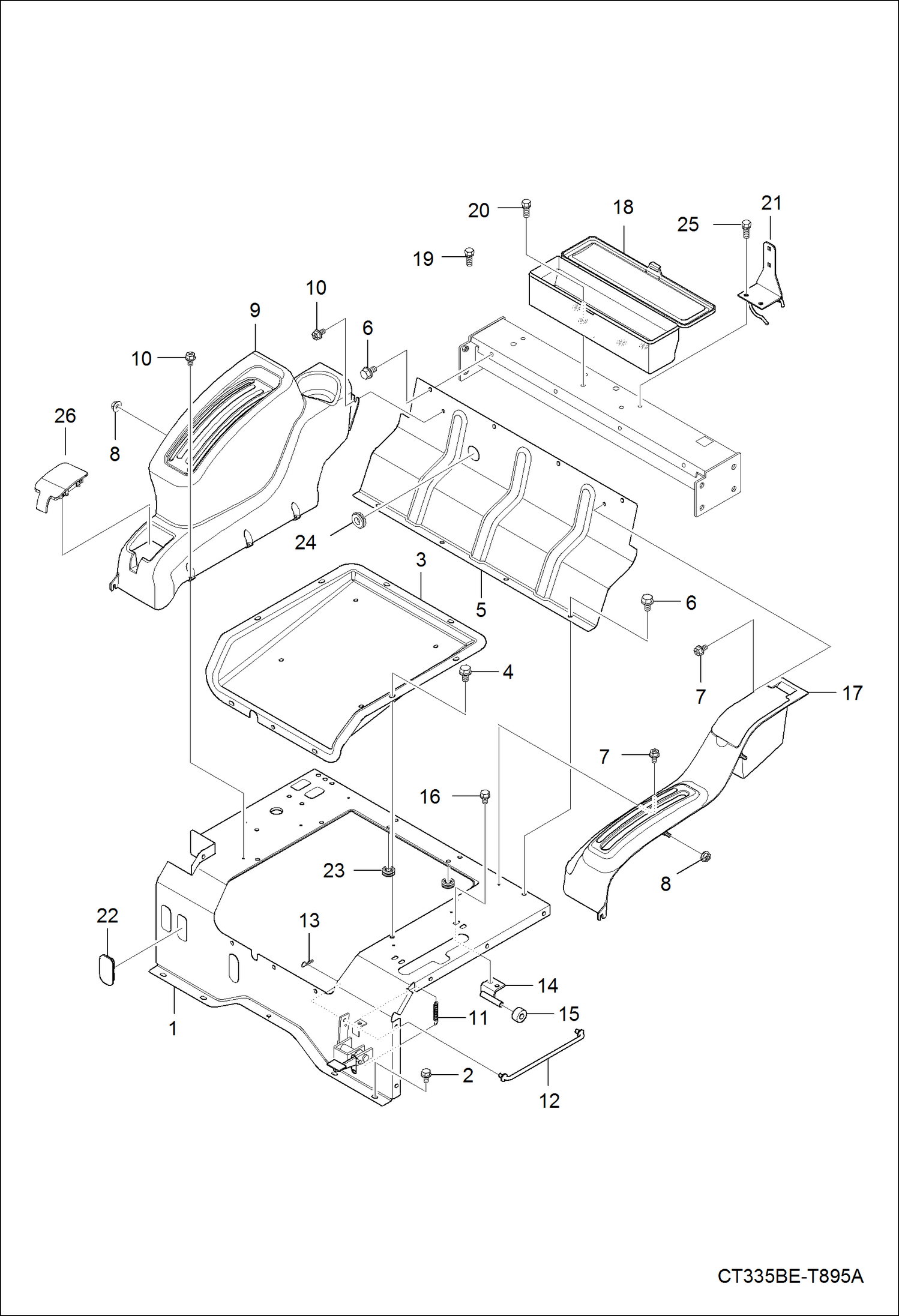Схема запчастей Bobcat CT335 - SEAT FLOOR GROUP MAIN FRAME