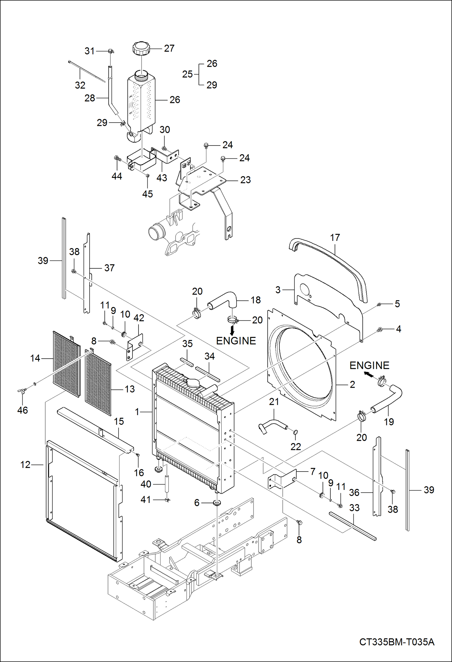 Схема запчастей Bobcat CT335 - RADIATOR GROUP POWER UNIT