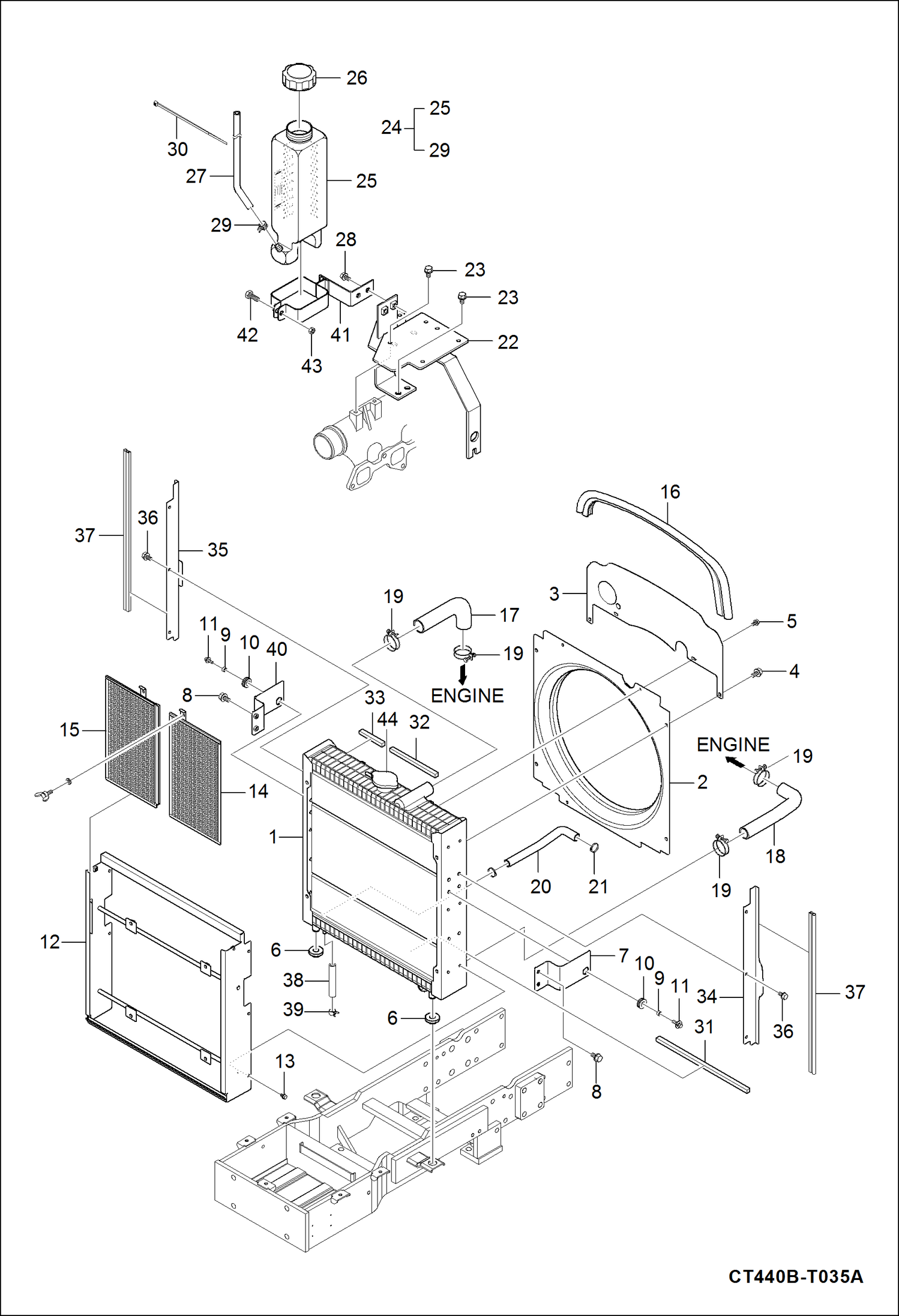 Схема запчастей Bobcat CT440 - RADIATOR GROUP POWER UNIT
