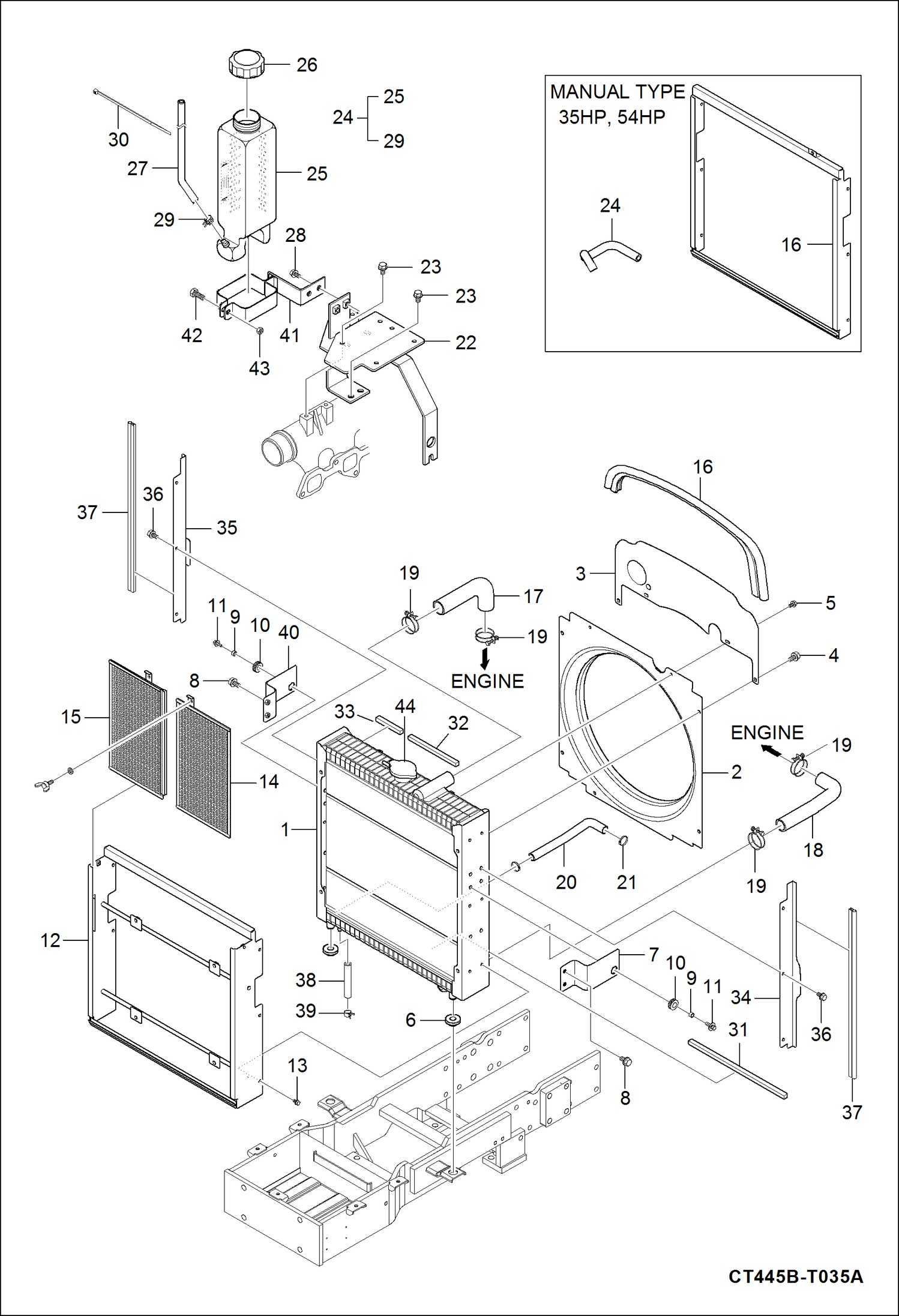 Схема запчастей Bobcat CT445 - RADIATOR GROUP POWER UNIT