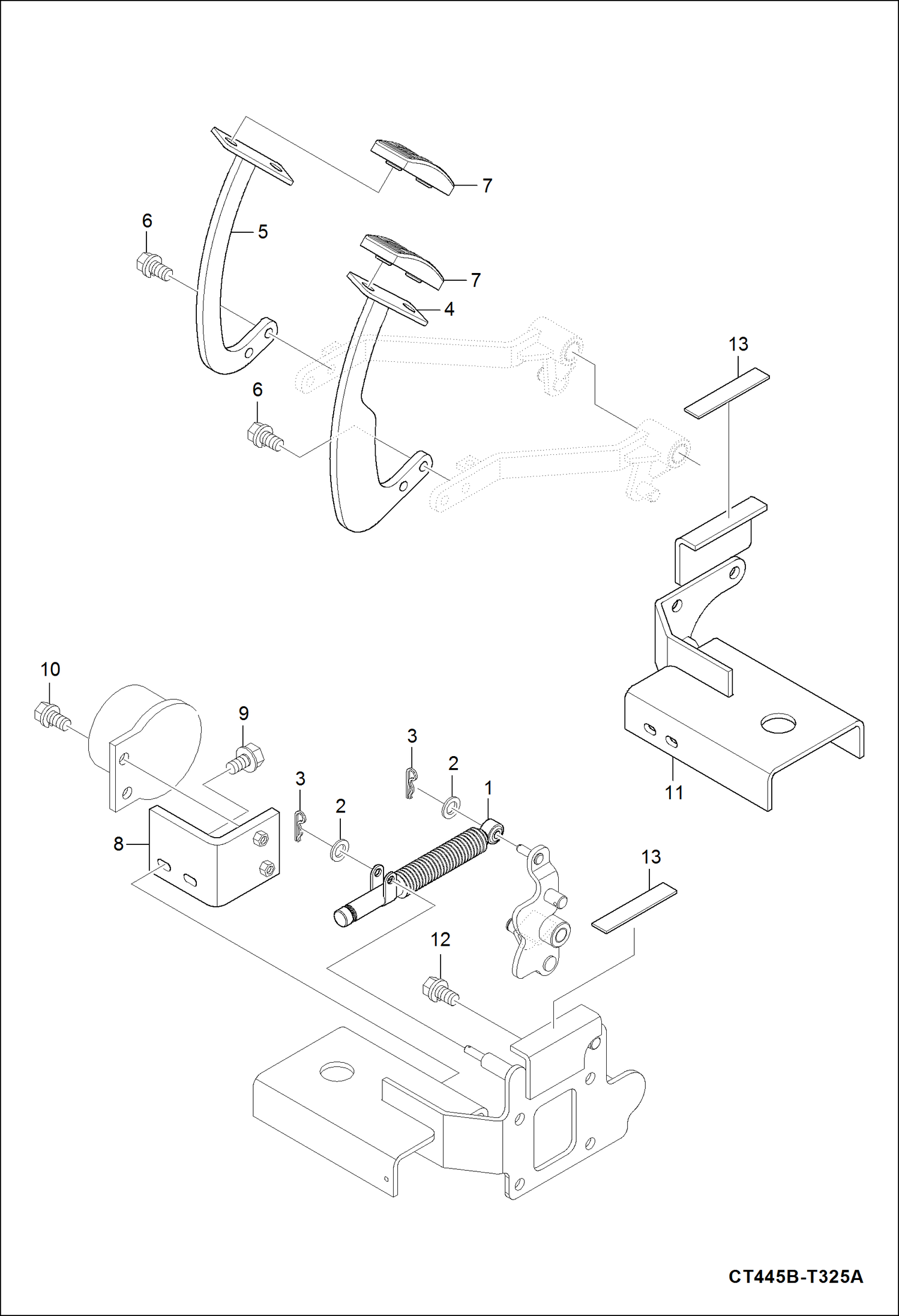 Схема запчастей Bobcat CT335 - HST PEDAL GROUP MAIN FRAME