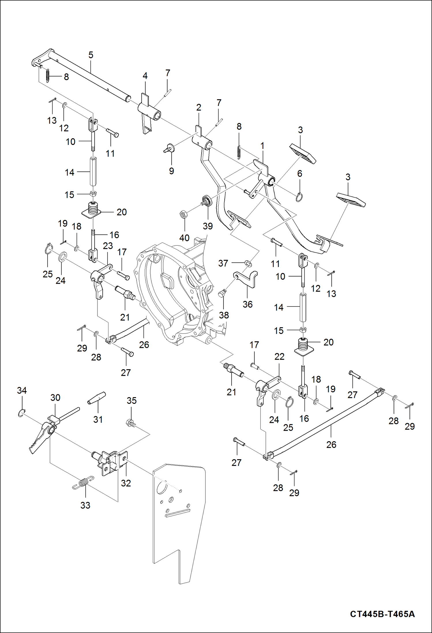 Схема запчастей Bobcat CT335 - BRAKE PEDAL GROUP MAIN FRAME
