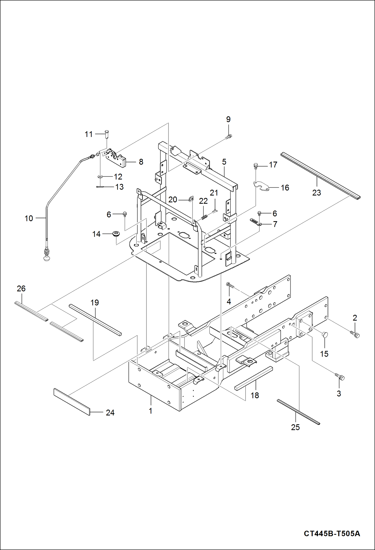 Схема запчастей Bobcat CT440 - FRONT AXLE FRAME GROUP MAIN FRAME