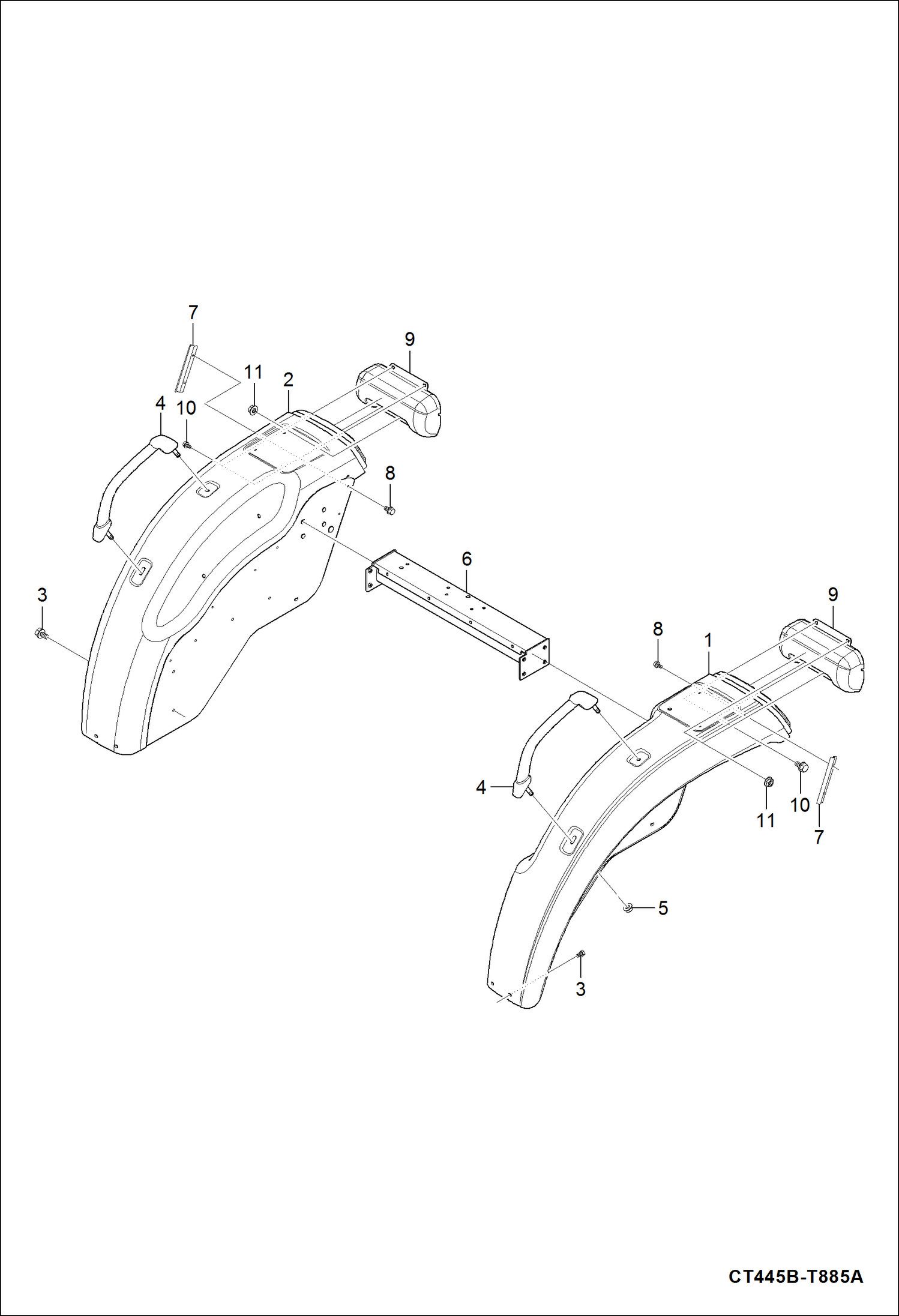 Схема запчастей Bobcat CT440 - FENDER GROUP MAIN FRAME