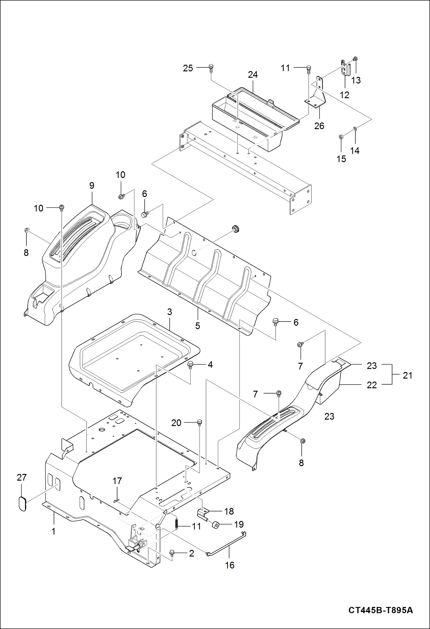 Схема запчастей Bobcat CT440 - SEAT FLOOR GROUP MAIN FRAME