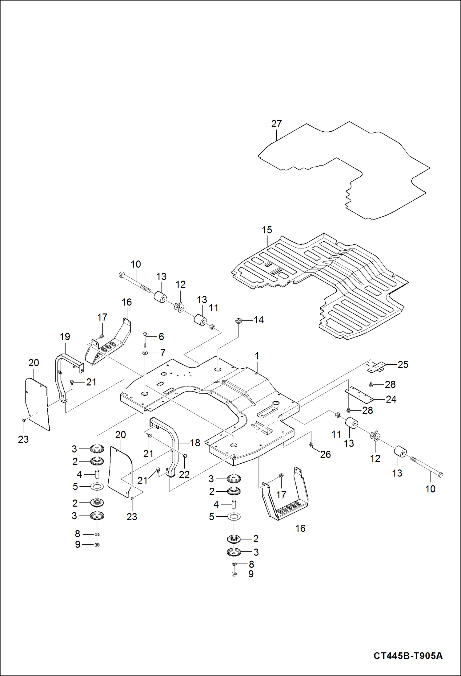 Схема запчастей Bobcat CT335 - STEP GROUP MAIN FRAME