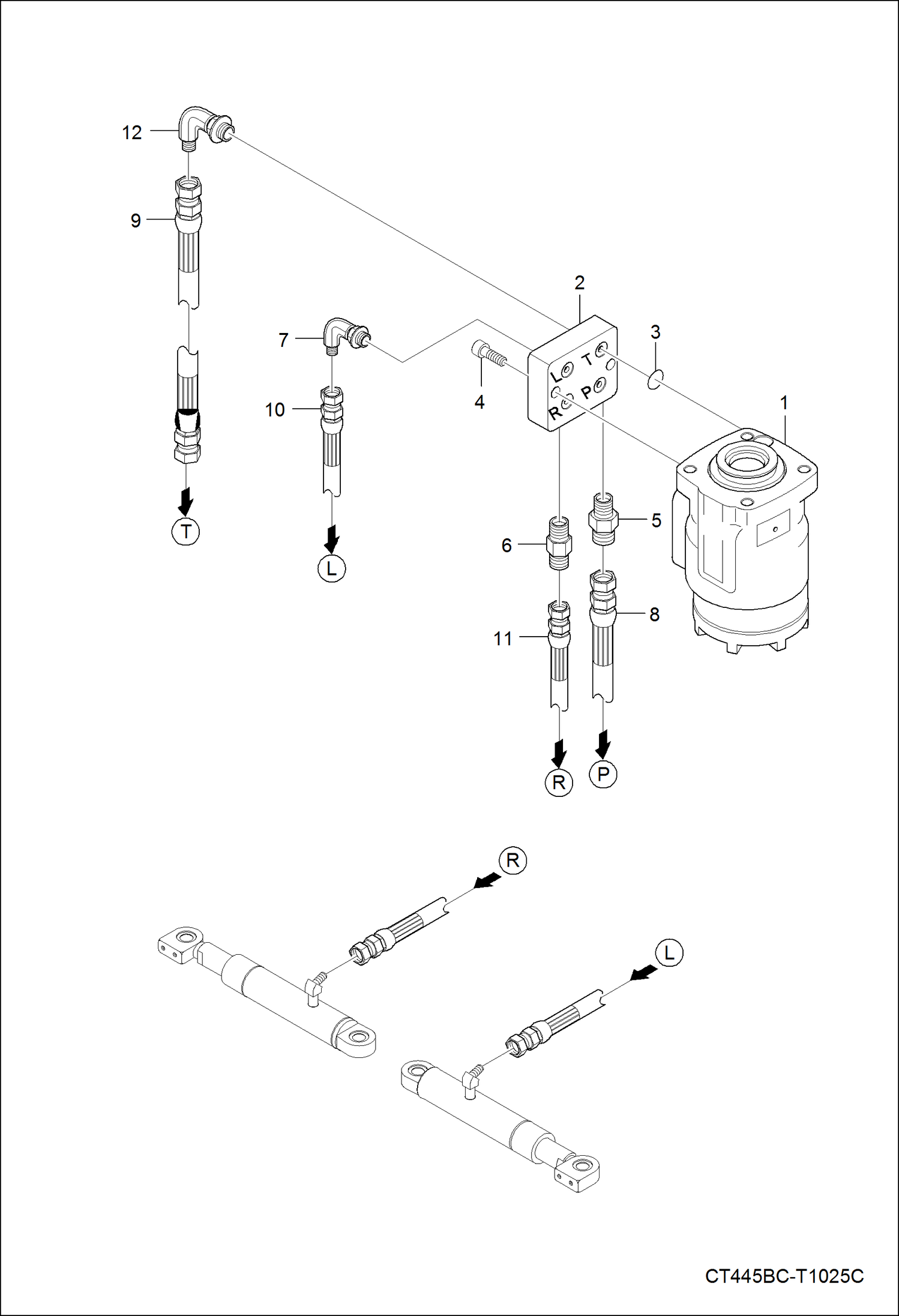 Схема запчастей Bobcat CT440 - POWER STEERING UNIT GROUP DRIVE TRAIN