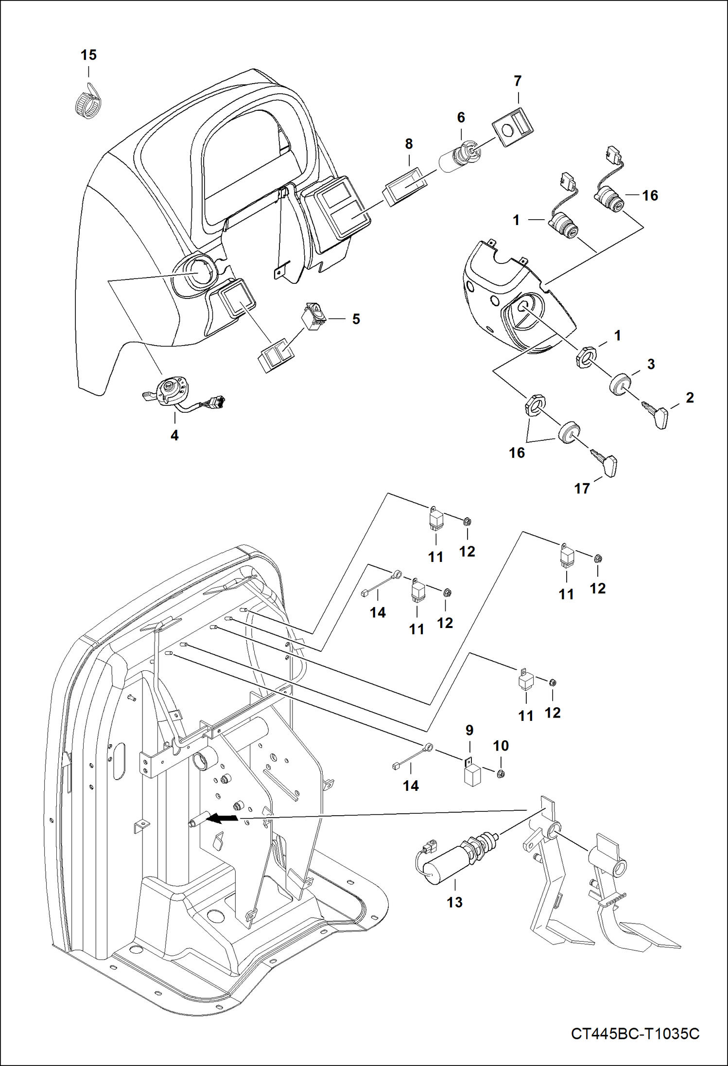 Схема запчастей Bobcat CT335 - FRAME ELECTRICAL SYSTEM GROUP 1 ELECTRICAL SYSTEM