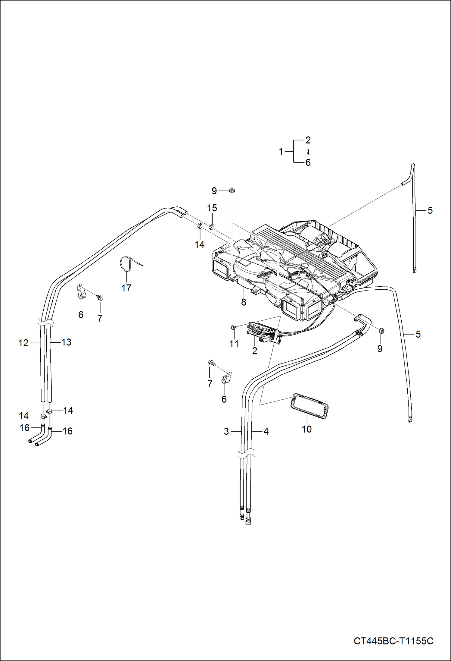 Схема запчастей Bobcat CT335 - OPERATOR CAB (Heater & A/C) MAIN FRAME