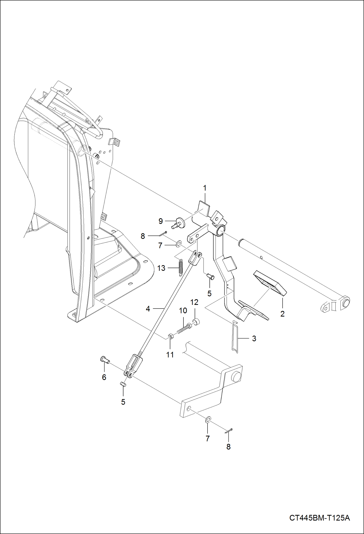 Схема запчастей Bobcat CT335 - CLUTCH PEDAL GROUP DRIVE TRAIN
