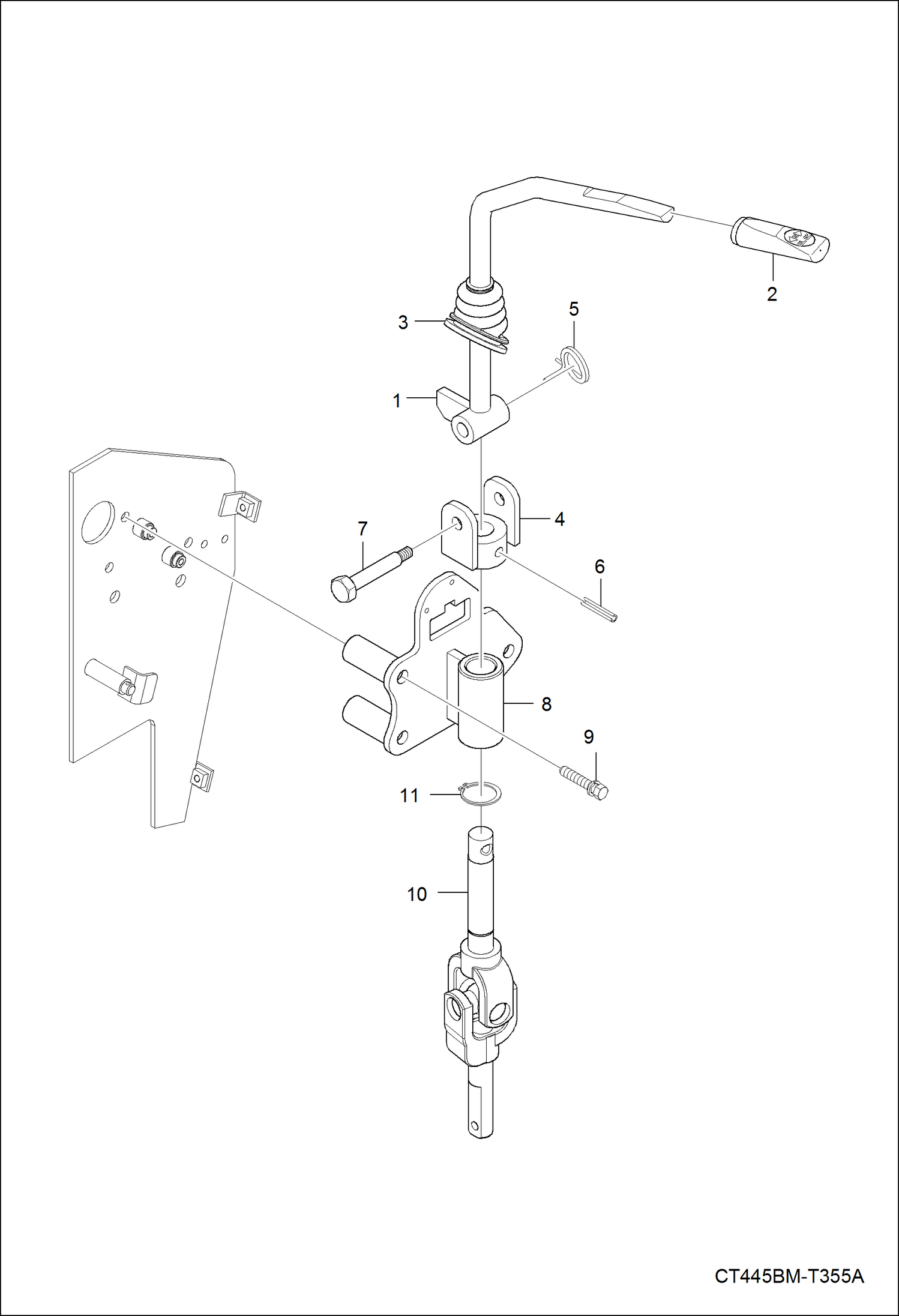 Схема запчастей Bobcat CT335 - SHUTTLE LEVER GROUP (Upper) DRIVE TRAIN
