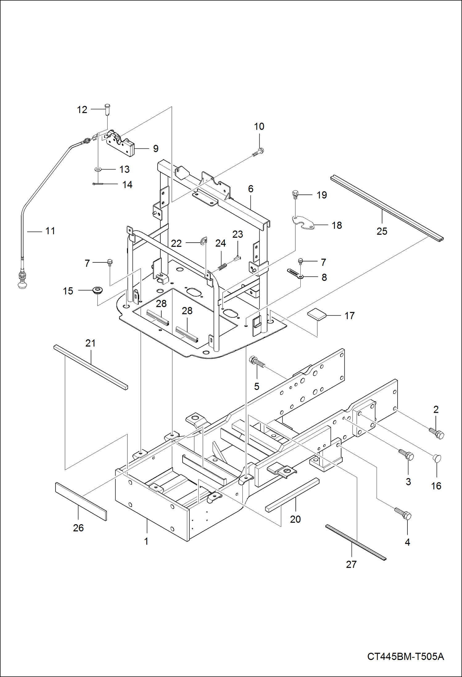 Схема запчастей Bobcat CT445 - FRONT AXLE FRAME GROUP MAIN FRAME