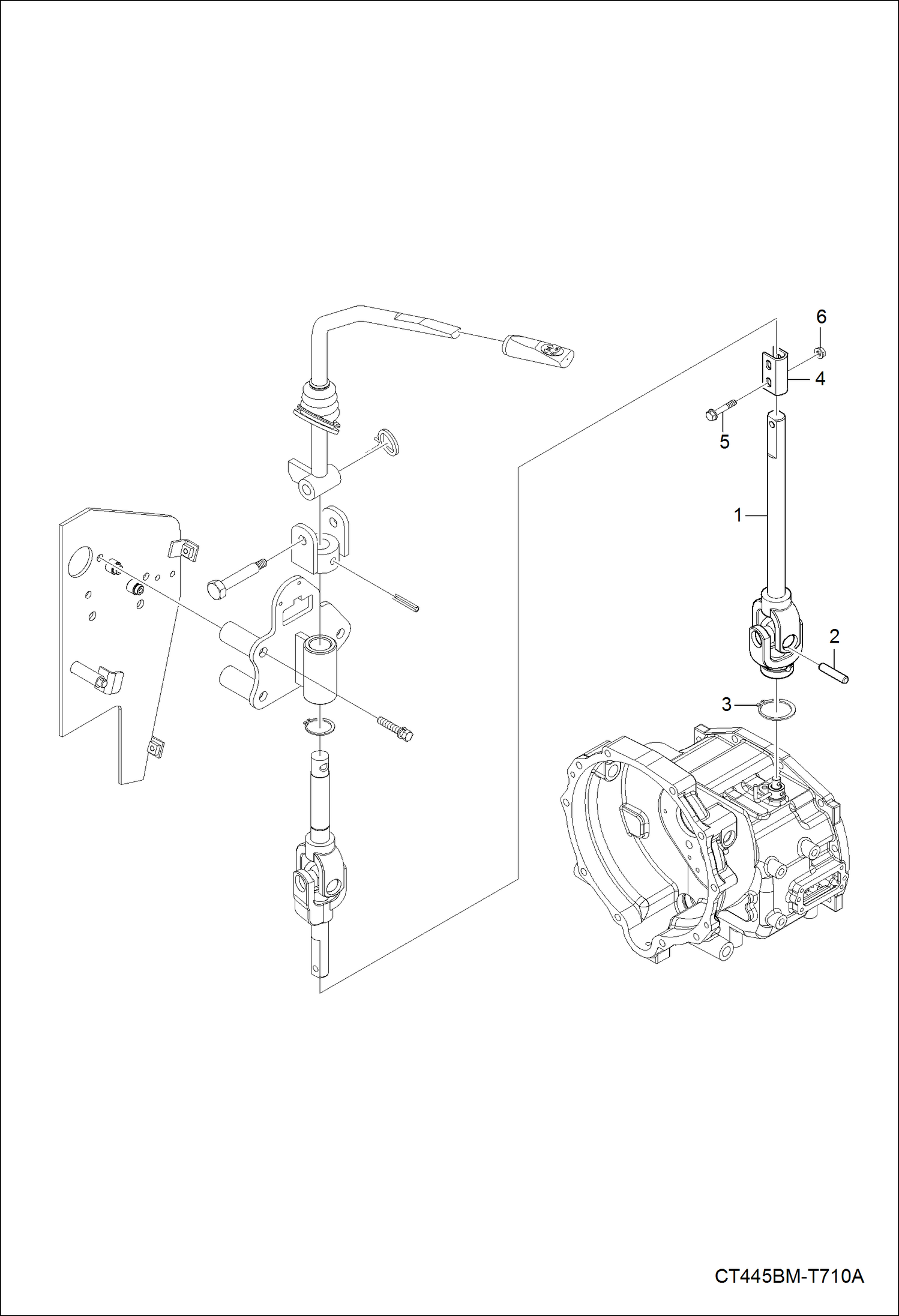 Схема запчастей Bobcat CT335 - SHUTTLE LEVER GROUP (Lower) DRIVE TRAIN