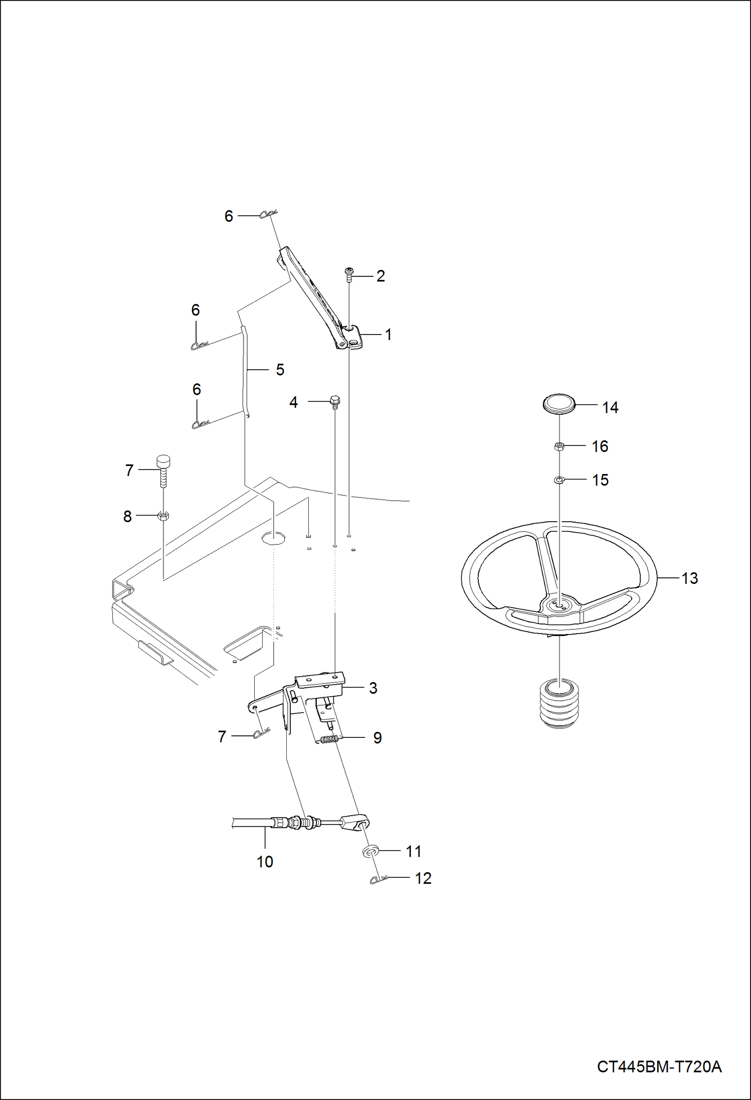 Схема запчастей Bobcat CT445 - THROTTLE GROUP (Foot) POWER UNIT