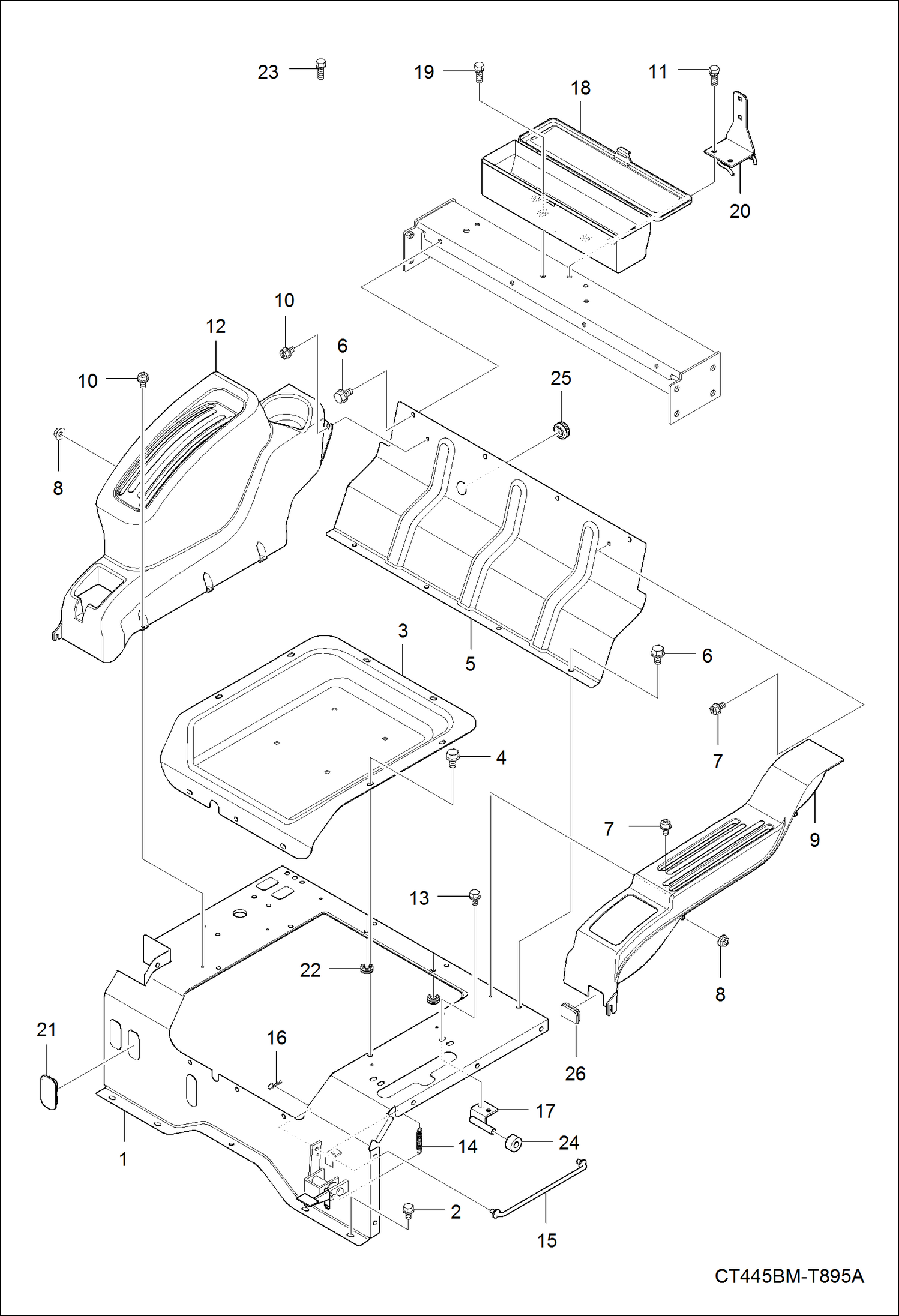 Схема запчастей Bobcat CT445 - SEAT FLOOR GROUP MAIN FRAME