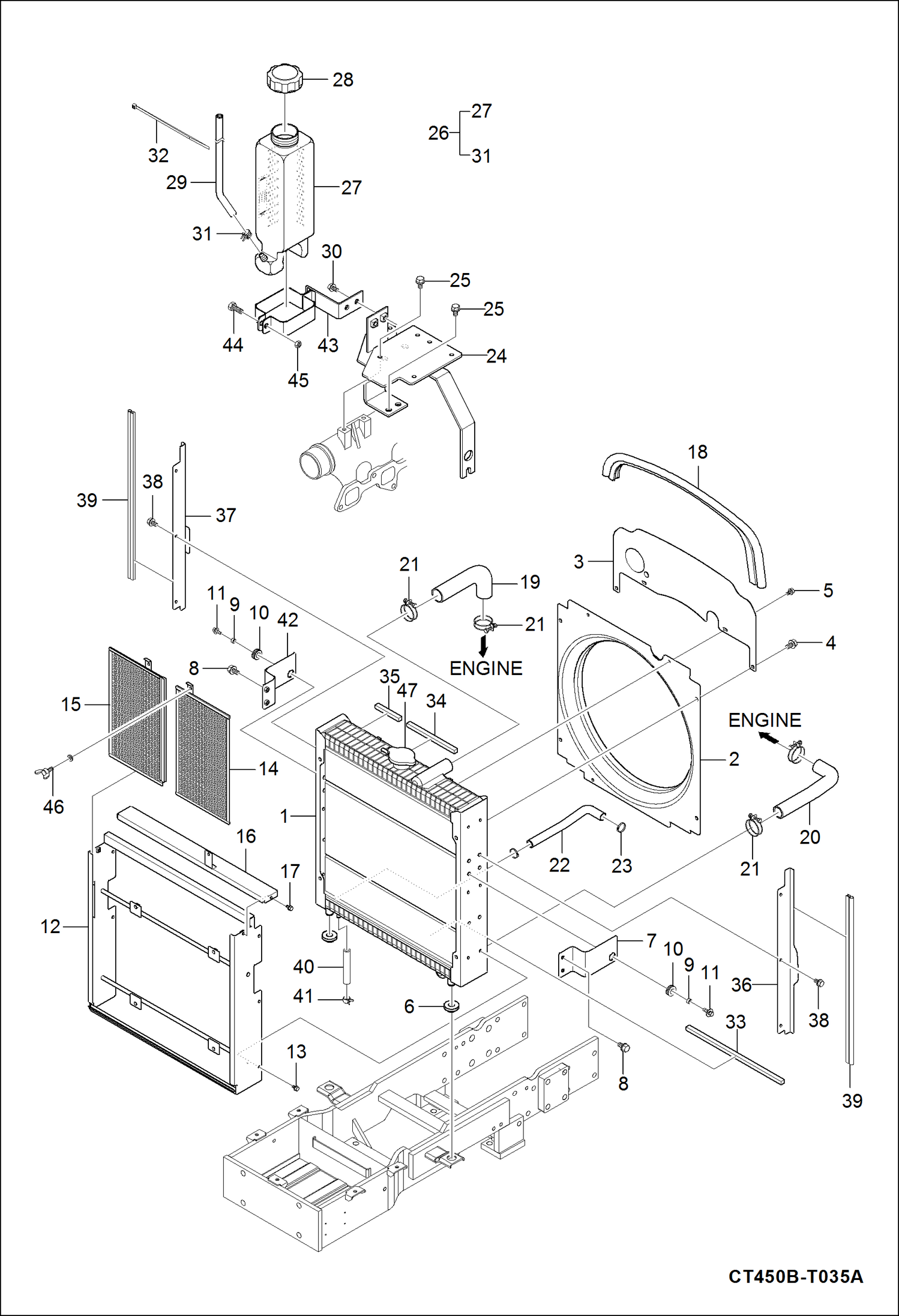 Схема запчастей Bobcat CT450 - RADIATOR GROUP POWER UNIT