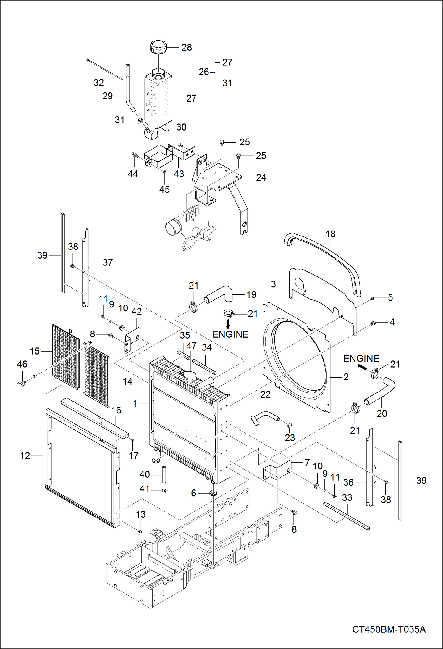 Схема запчастей Bobcat CT450 - RADIATOR GROUP POWER UNIT