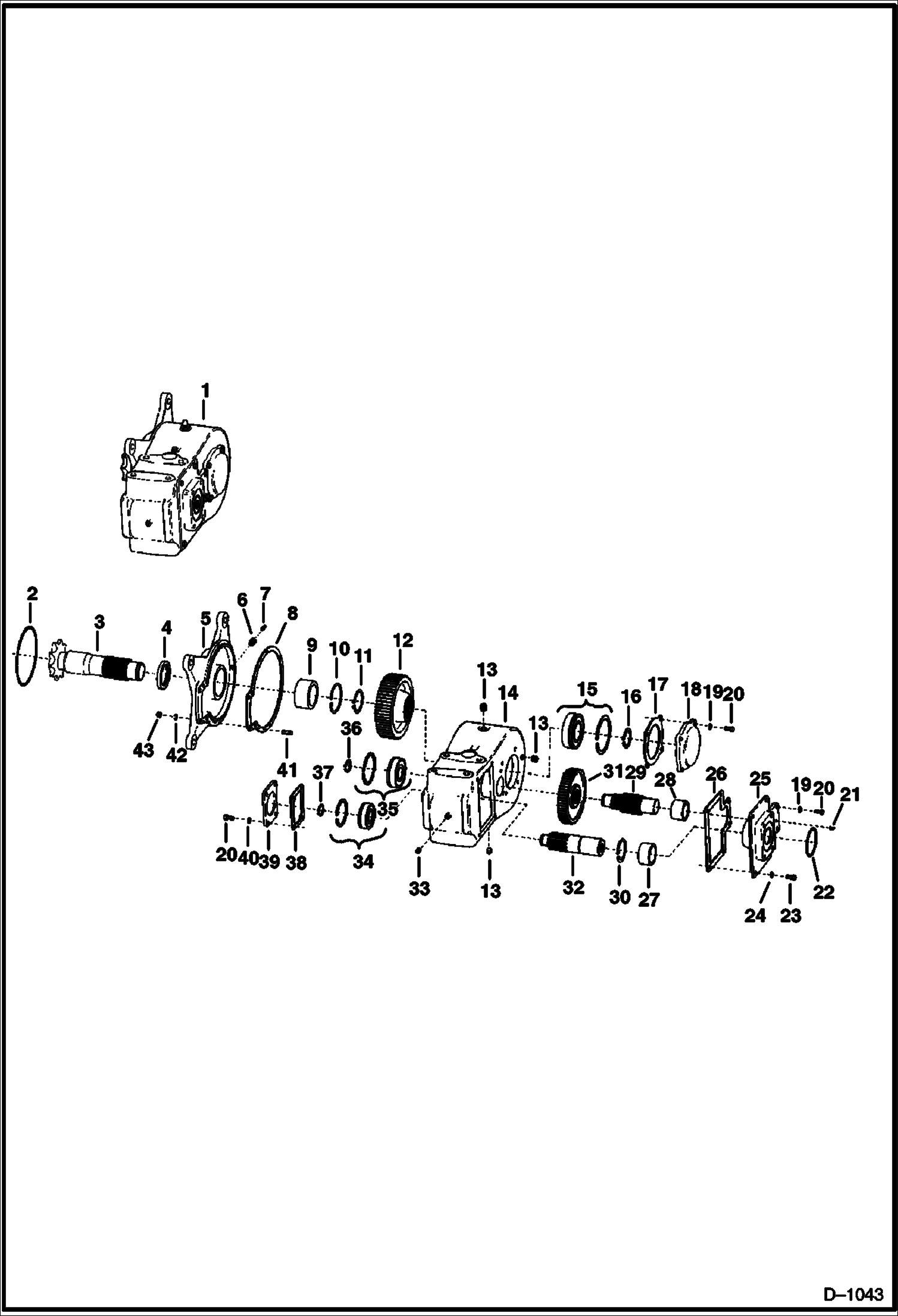 Схема запчастей Bobcat 900s - REDUCTION GEARCASE (Funk - S/N 110351-100257 & Below) DRIVE TRAIN