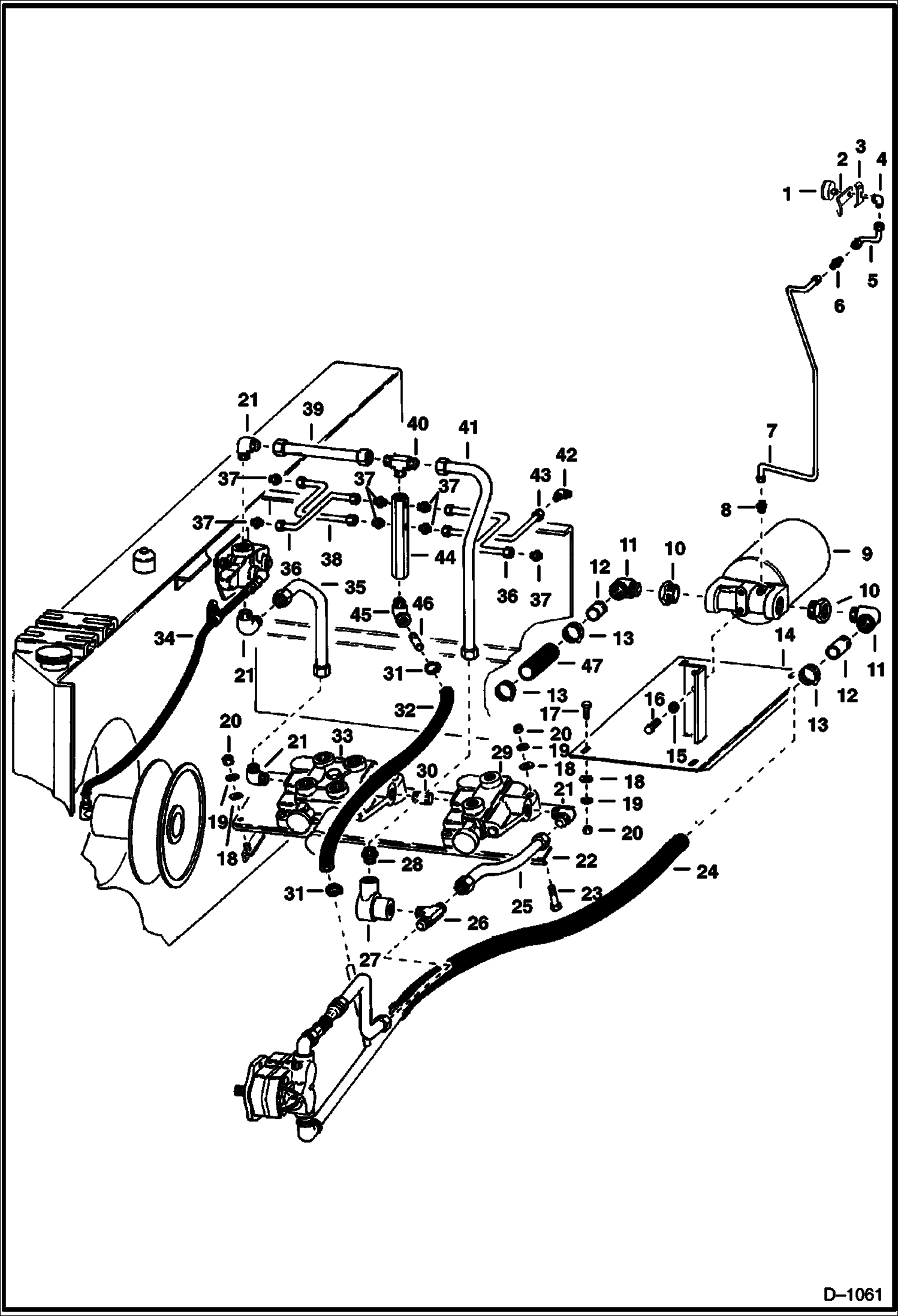 Схема запчастей Bobcat 500s - MAIN FRAME HYDRAULIC CIRCUITRY M-444, M-500 Gasoline, LP Gas HYDRAULIC SYSTEM