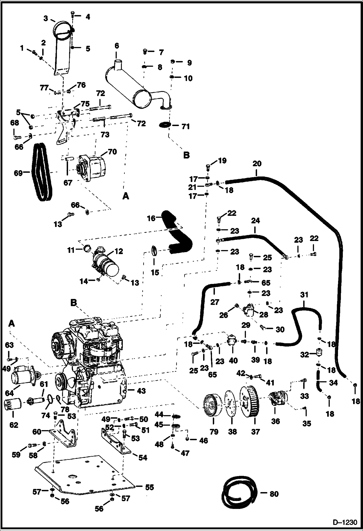 Схема запчастей Bobcat 700s - ENGINE & ATTACHING PARTS POWER UNIT