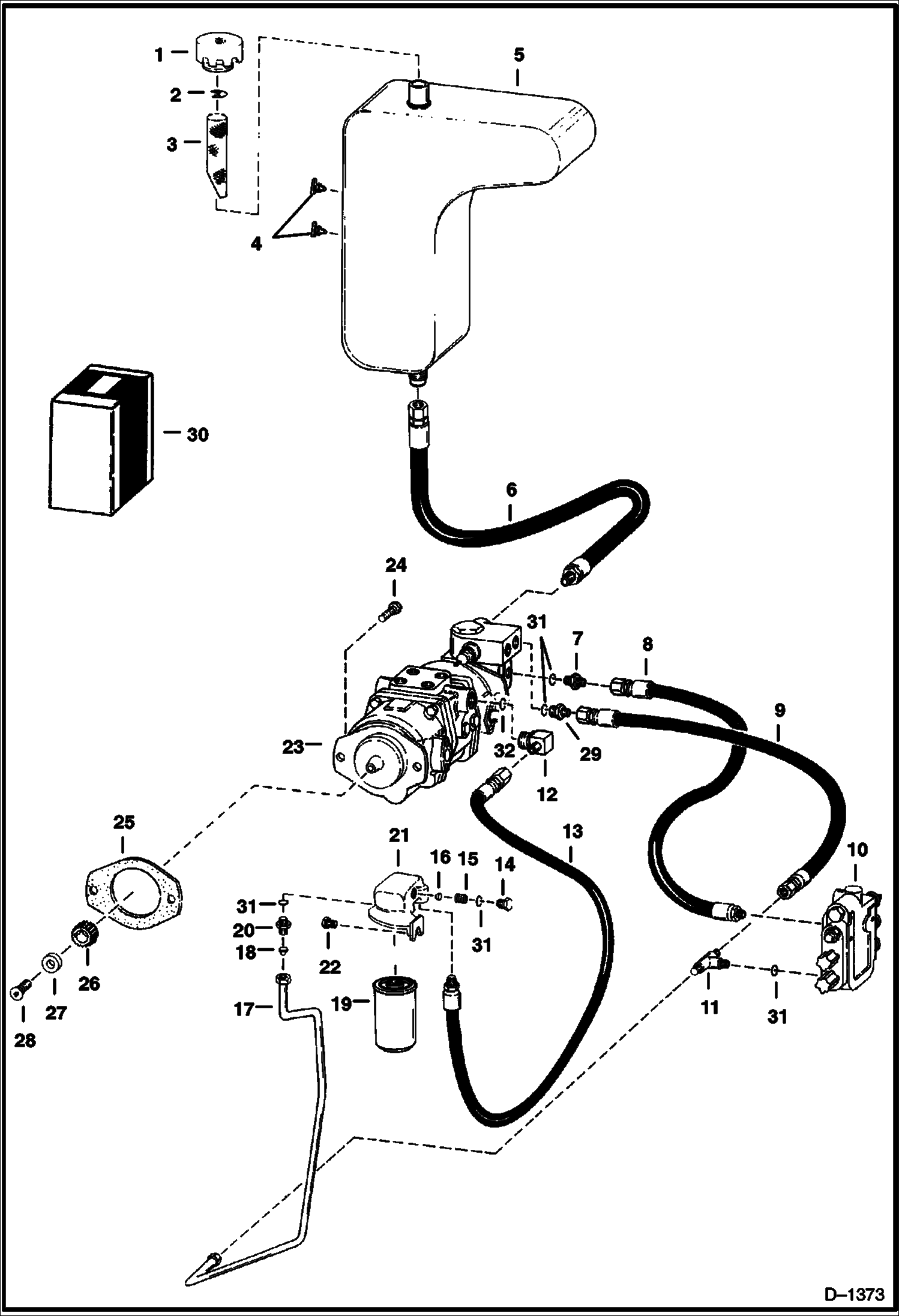Схема запчастей Bobcat 500s - HYDROSTATIC PUMP CIRCUITRY S/N 13999 & Below HYDROSTATIC SYSTEM