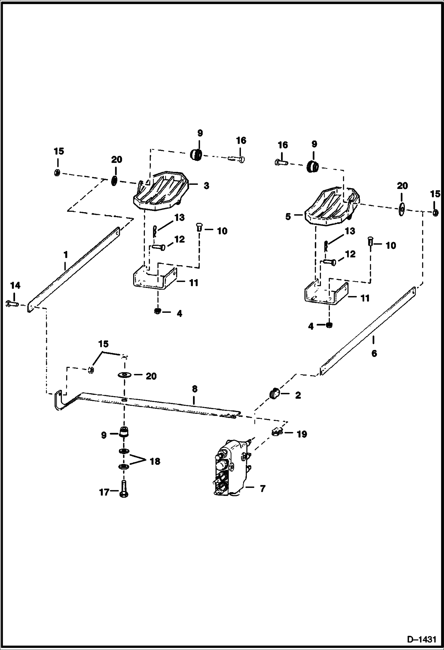 Схема запчастей Bobcat 500s - CONTROL PEDALS HYDRAULIC SYSTEM